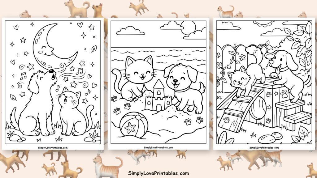 cat and dog coloring pages featured image