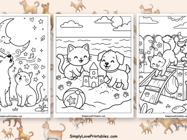 cat and dog coloring pages featured image