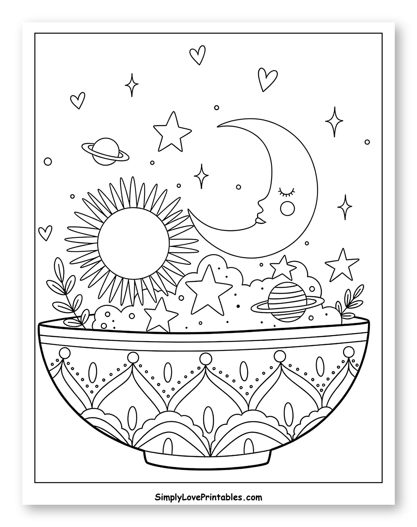 Celestial Bowl with Sun, Moon, and Stars