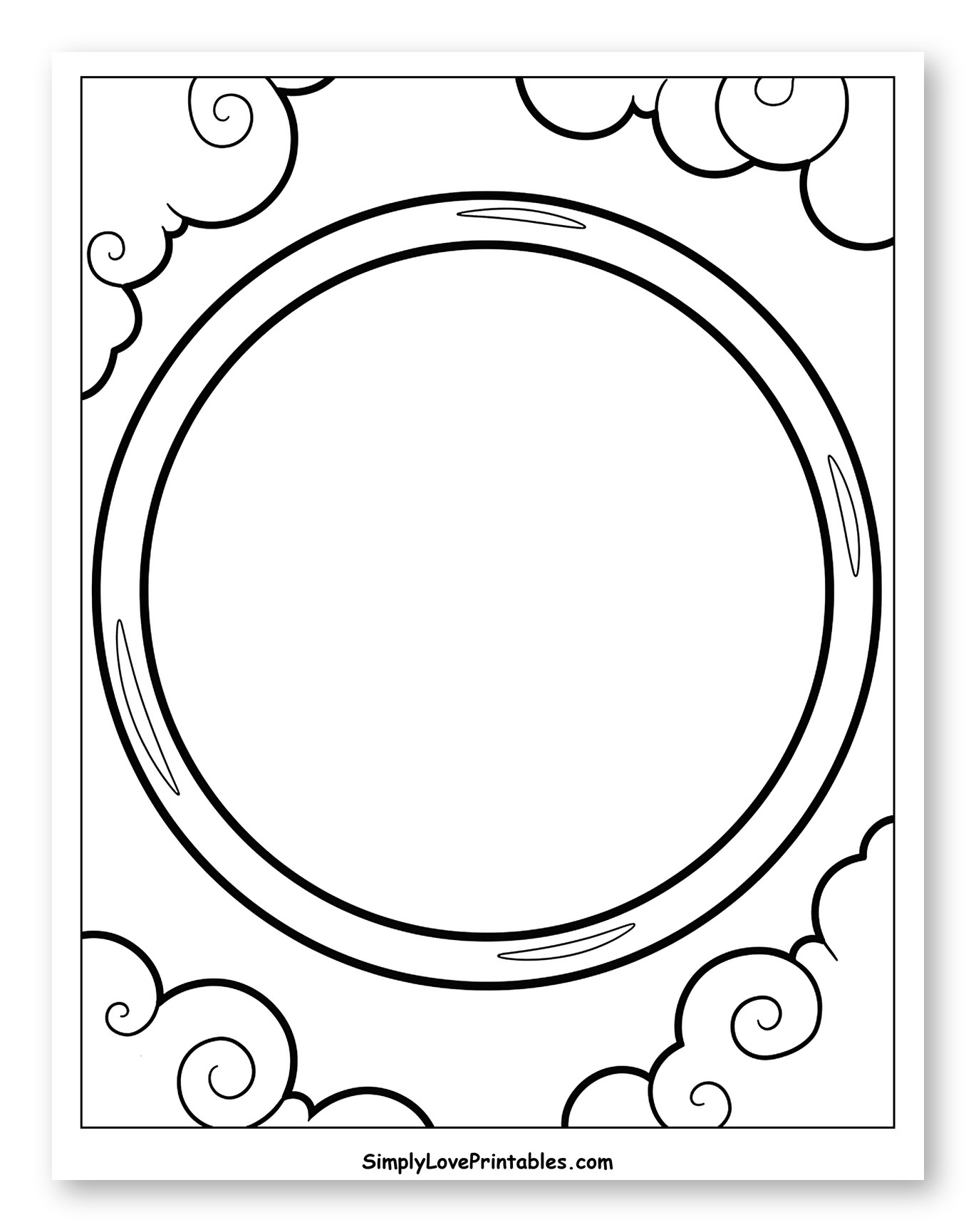 Celestial Ring Frame with Swirl Clouds