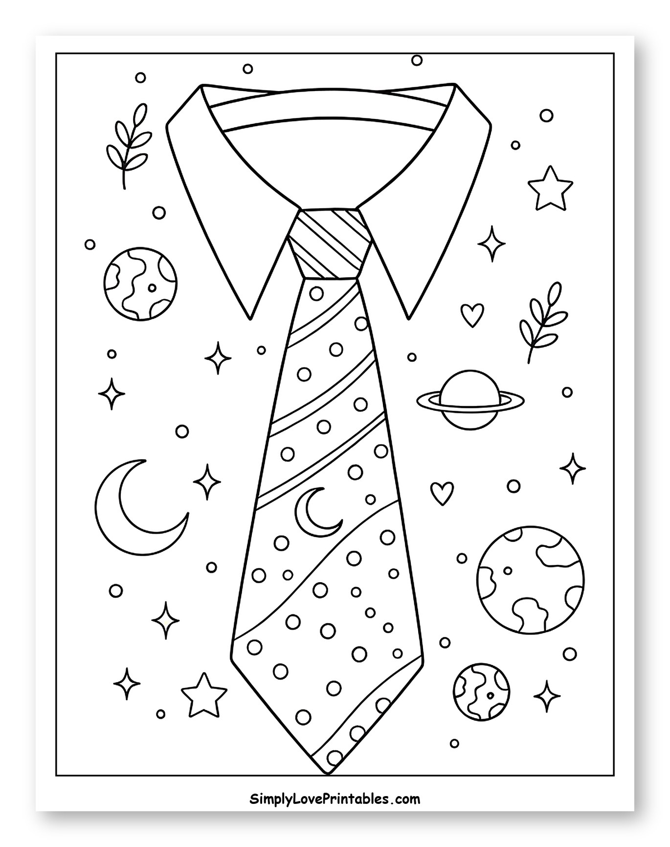 Celestial Tie with Planets, Moon, and Stars