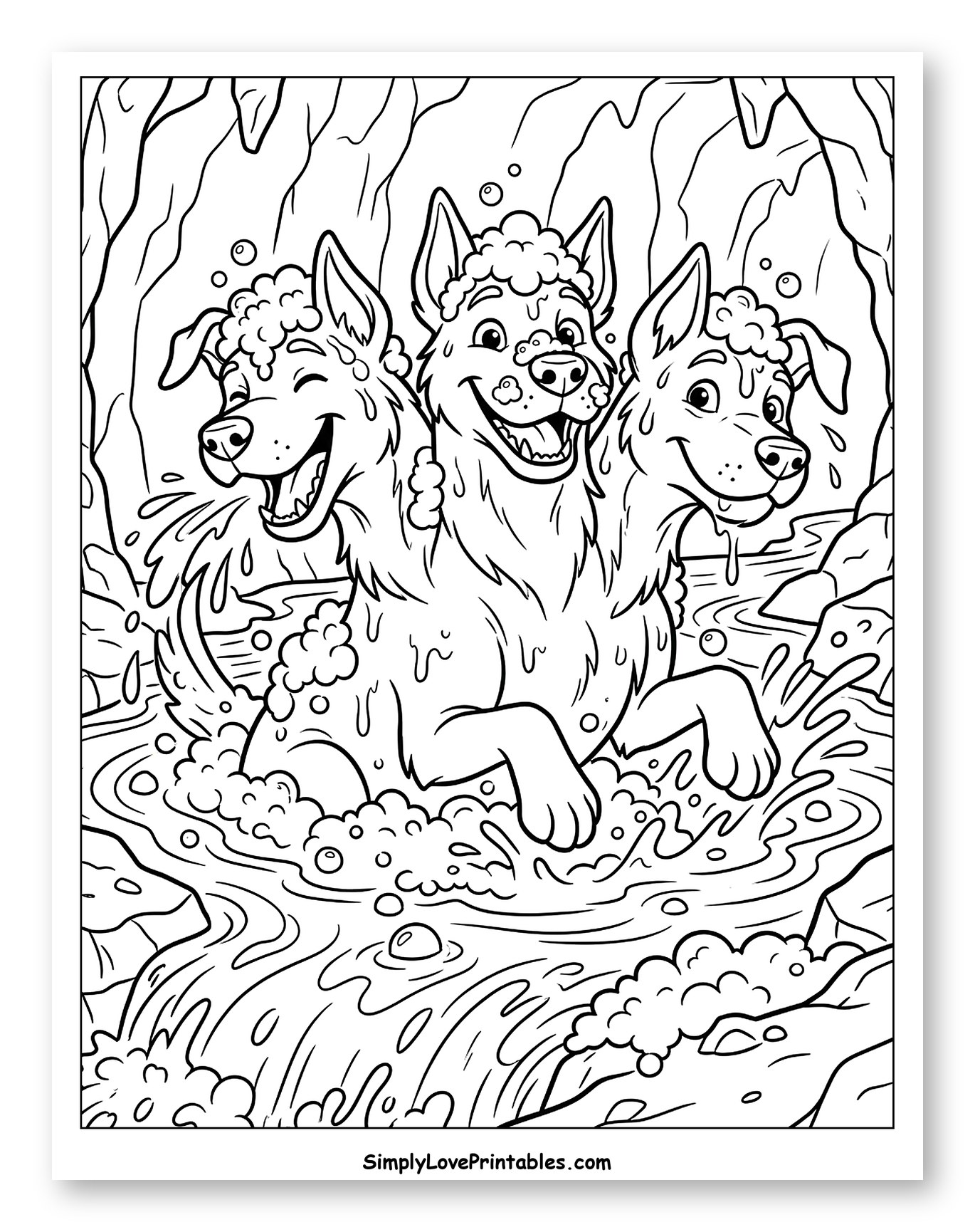 Cerberus Enjoying a Fun Bubble Bath