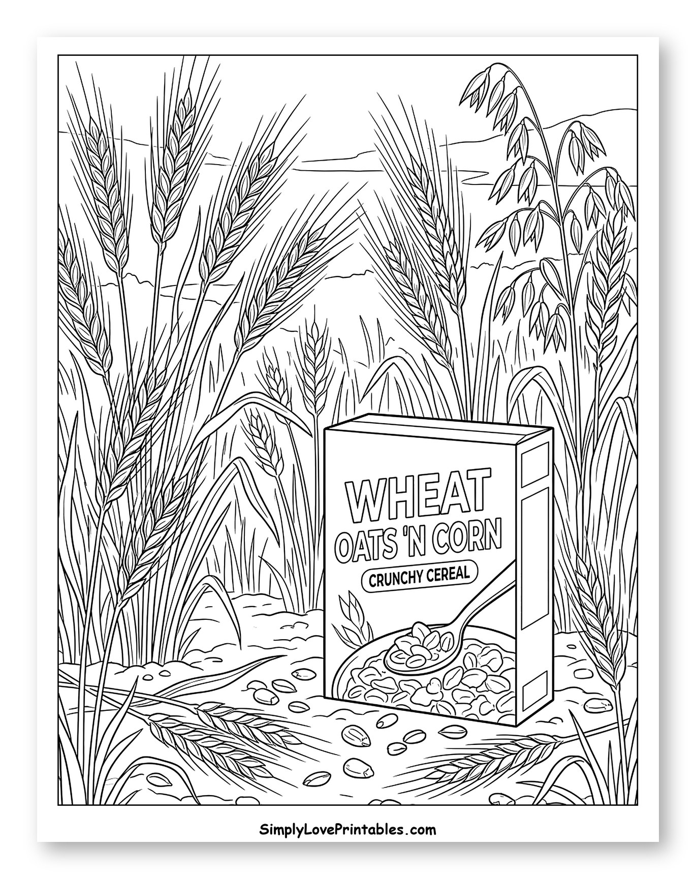 Cereal Box Amidst Wheat, Oats, and Corn