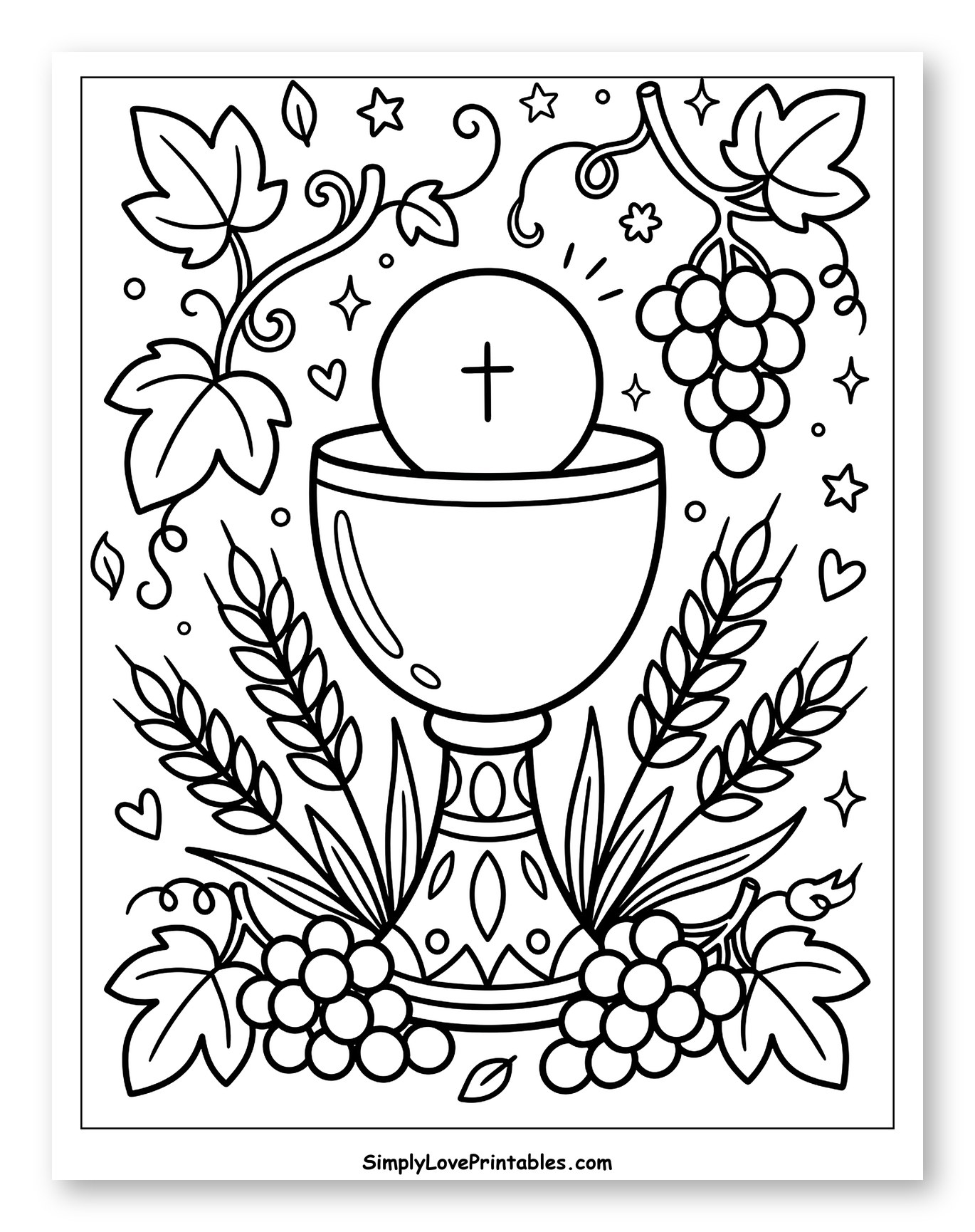 Chalice with Host, Wheat, and Grapes