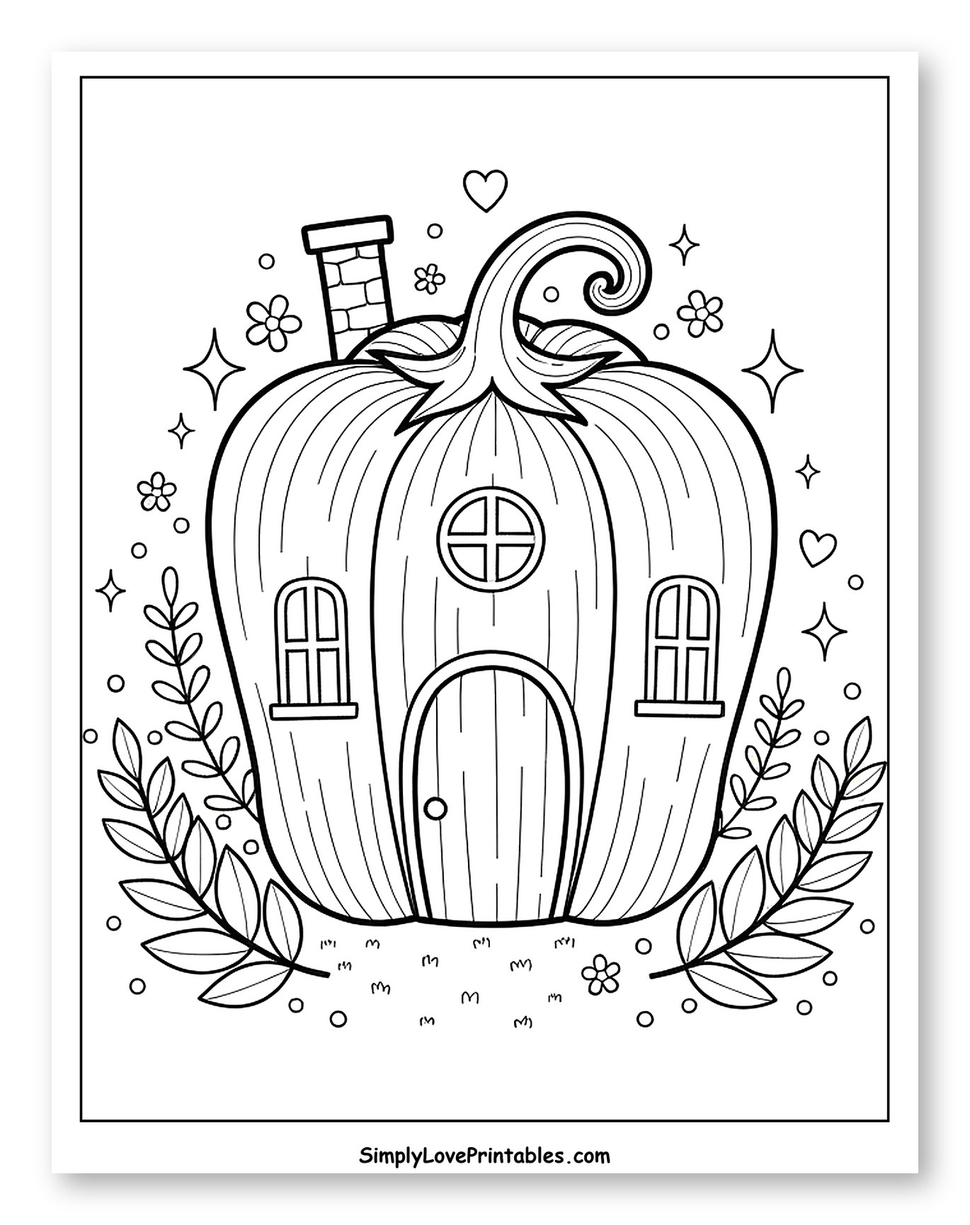 Charming Bell Pepper Cottage in a Garden Coloring Page for Adults