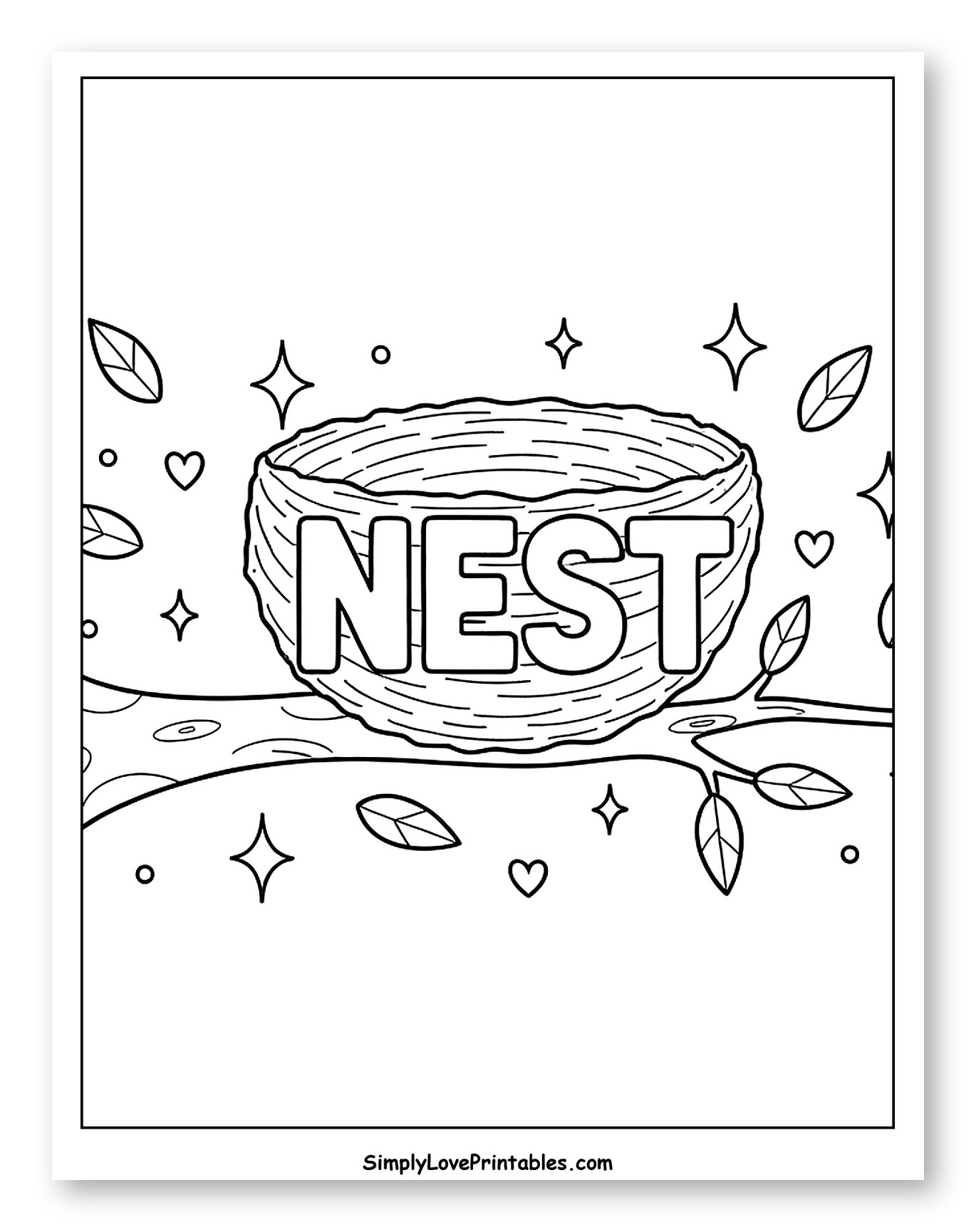 Charming Bird Nest with 'NEST' on Branch