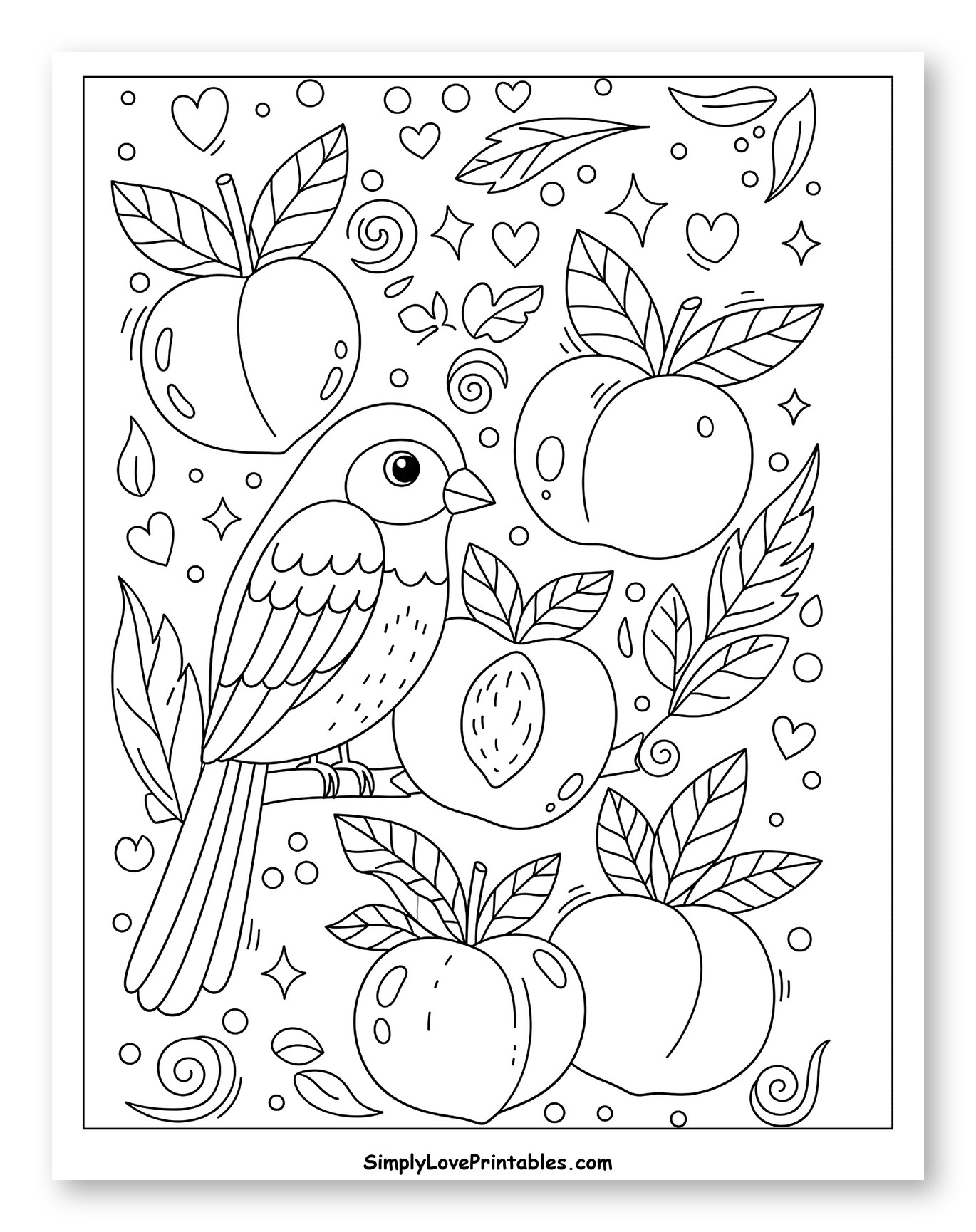 Charming Bird Surrounded by Peaches