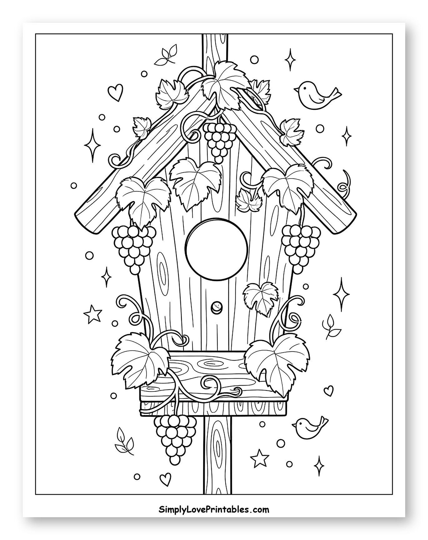 Charming Birdhouse Adorned with Grapes