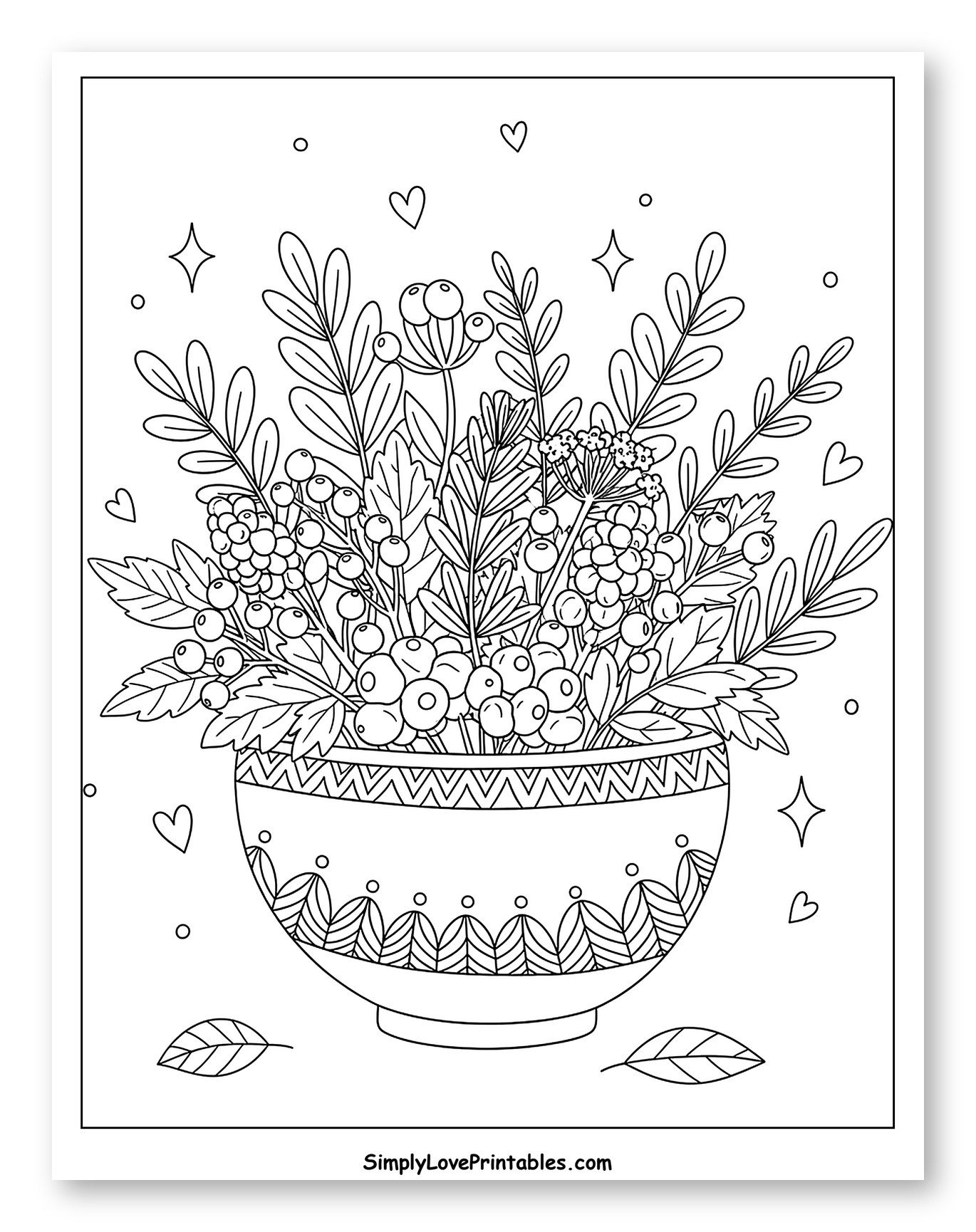 Charming Bowl with Berry and Leaf Arrangement