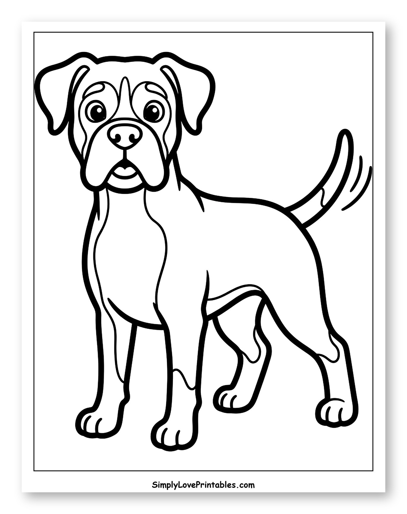 Charming Boxer Dog Standing Attentively to Color for Toddlers
