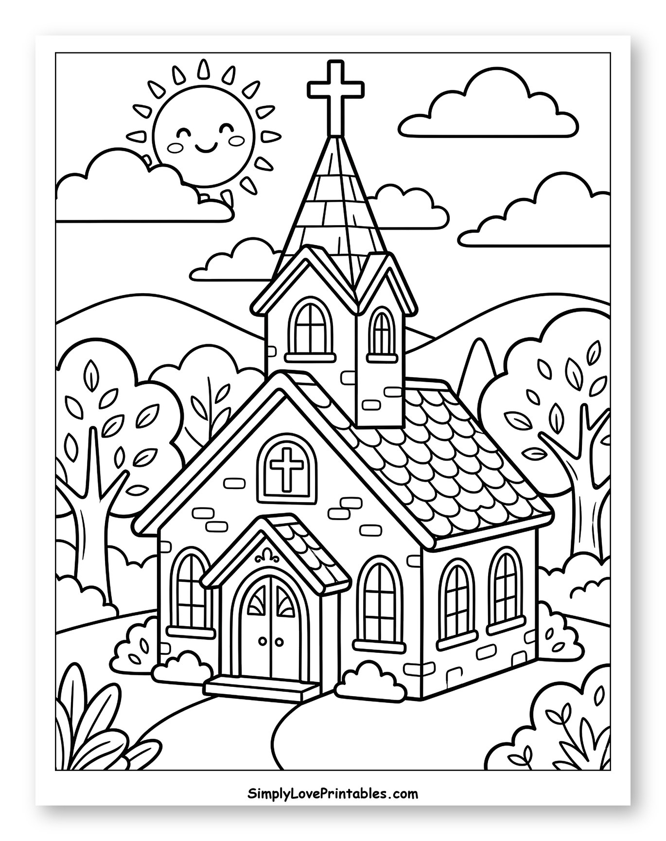 Charming Church with a Happy Sun