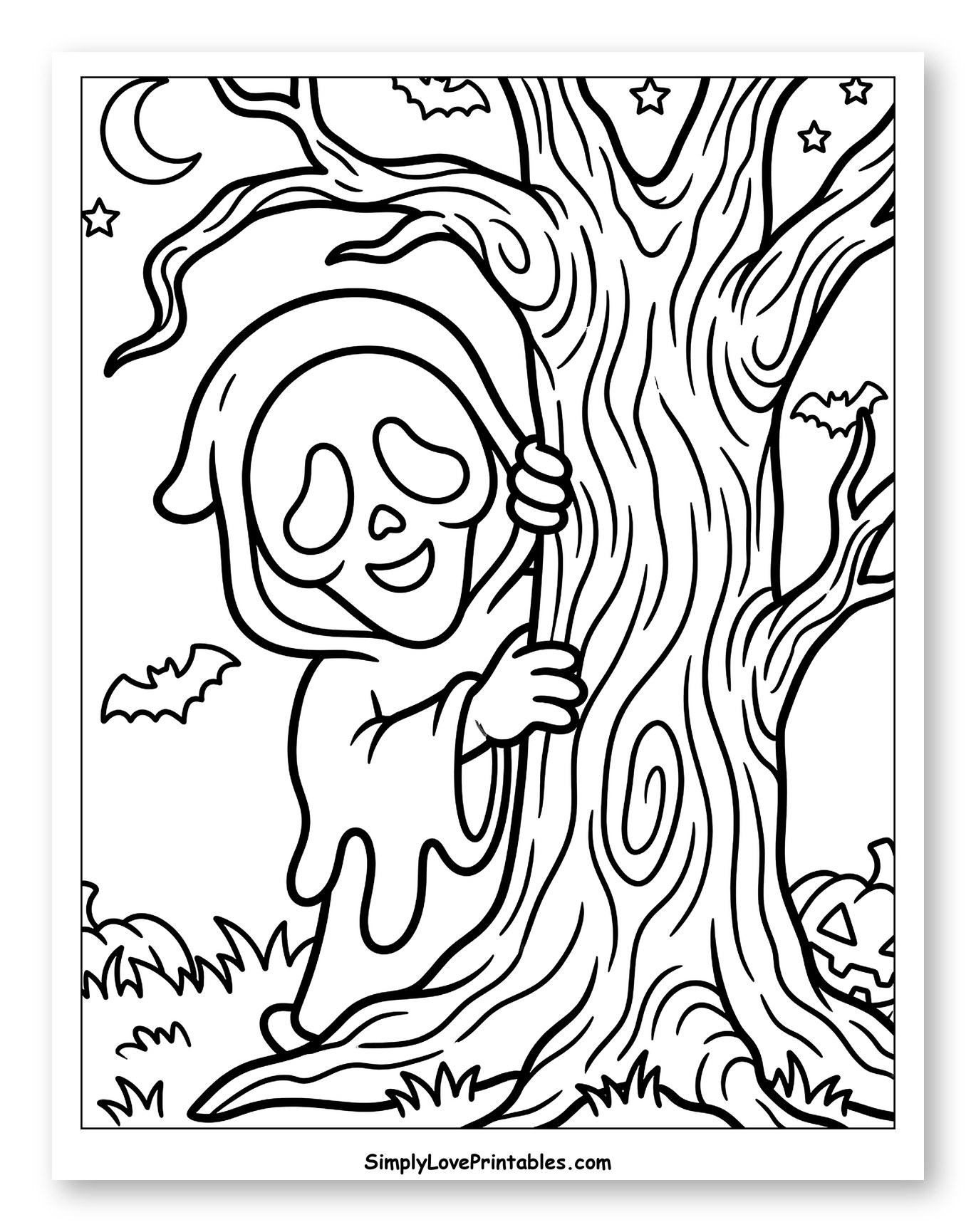Charming Ghost Beside a Spooky Tree