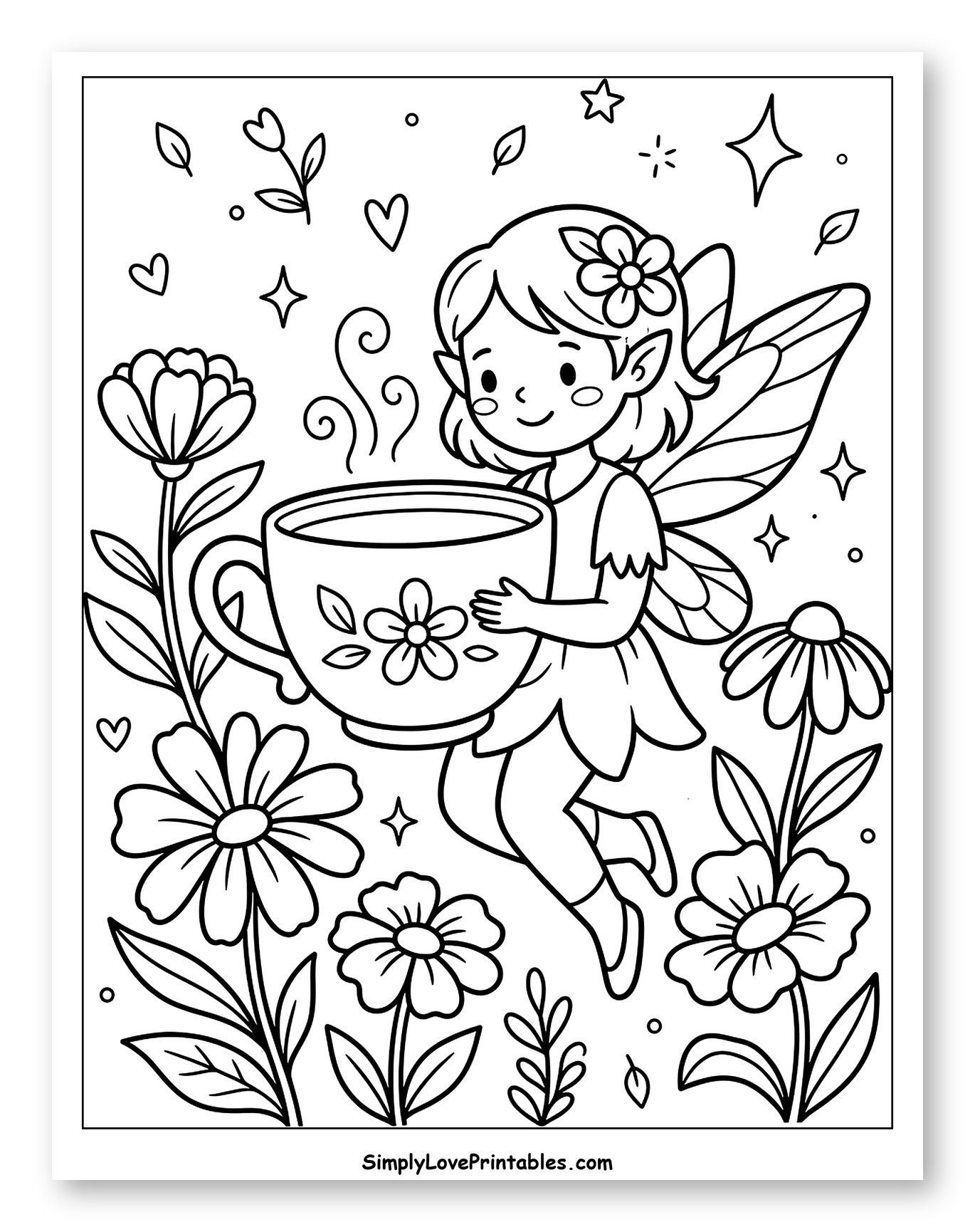Charming Pixie Enjoying Tea in a Garden