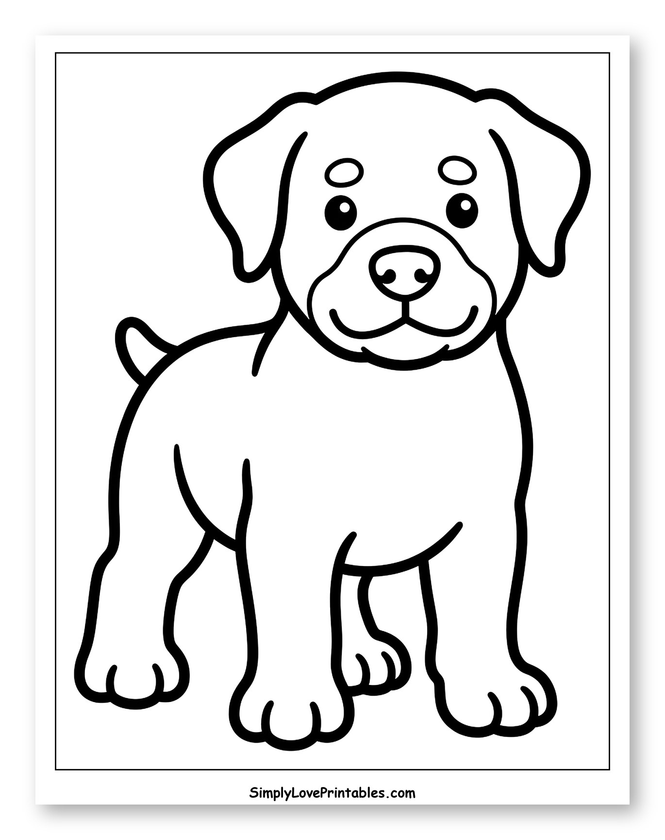 Charming Puppy Standing and Smiling to Color for Toddlers