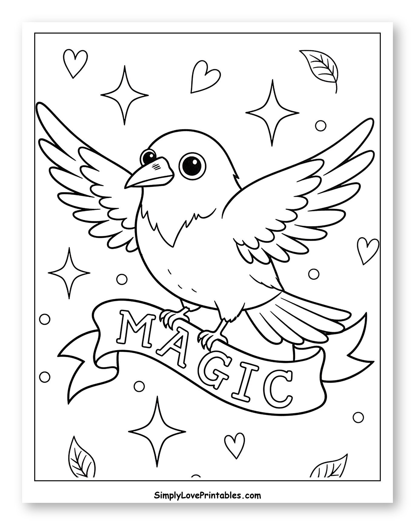 Cheerful Bird with "Magic" Banner