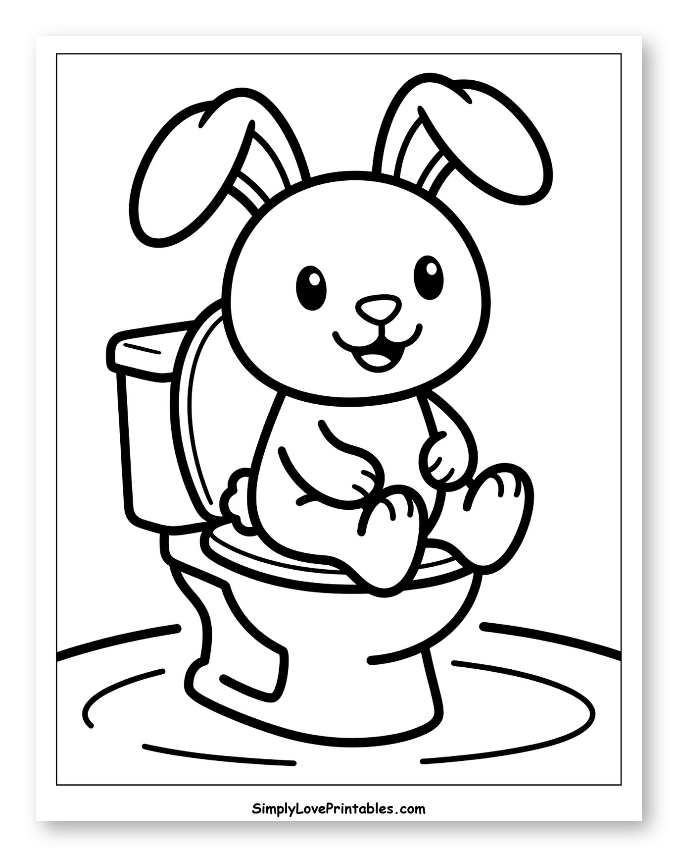 Cheerful Bunny Using the Toilet