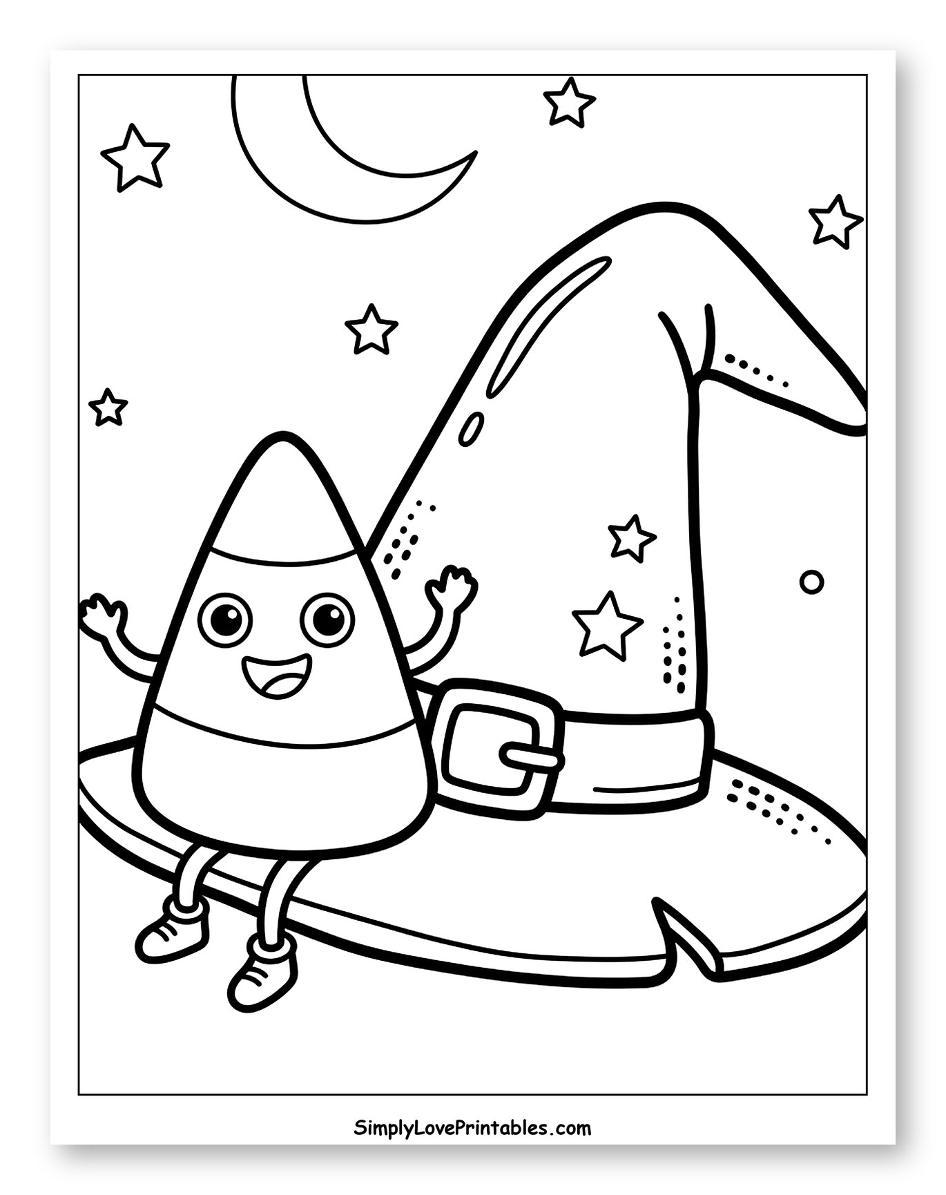 Cheerful Candy Corn on a Witch's Hat