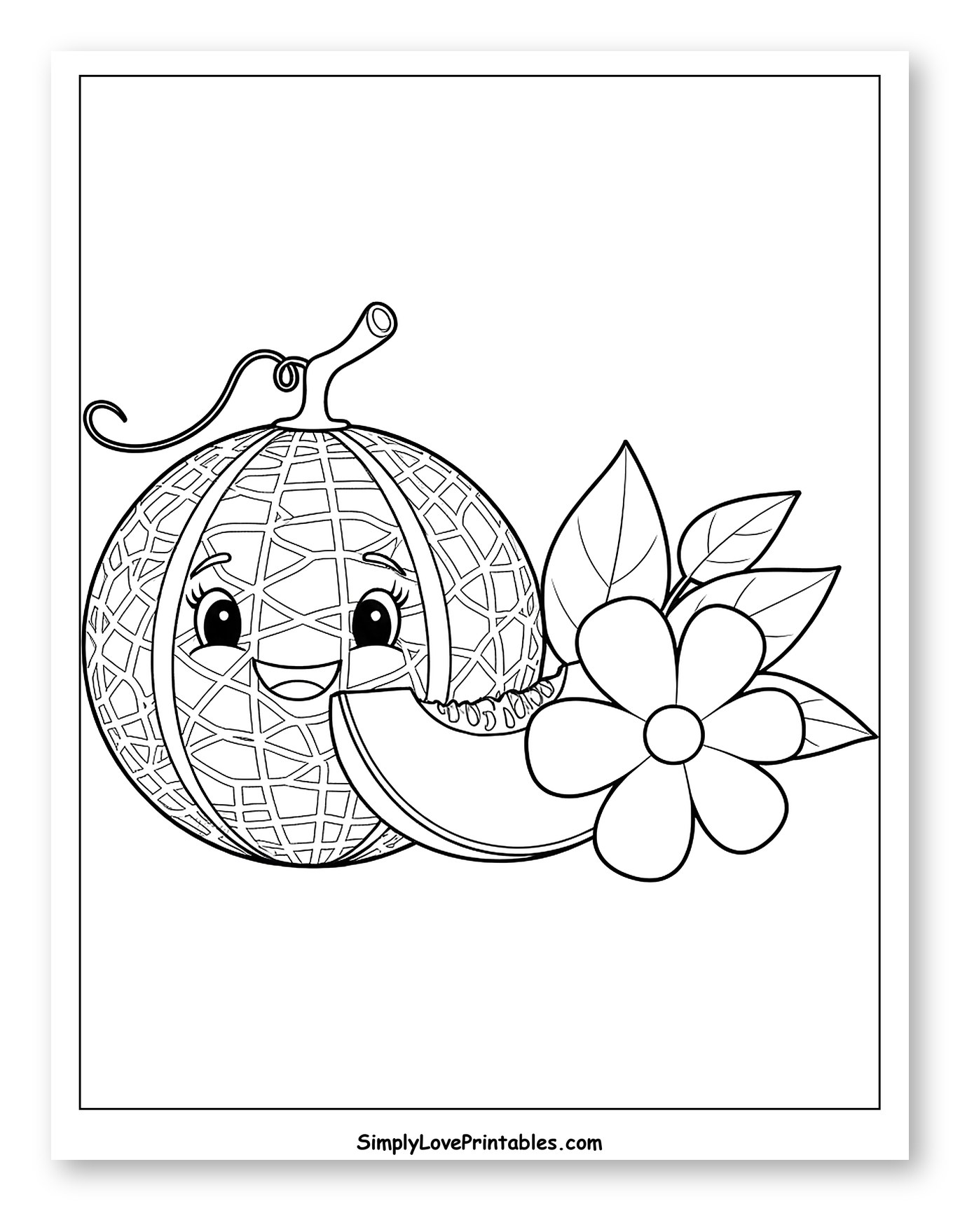 Cheerful Cantaloupe Character with Fruit Slice