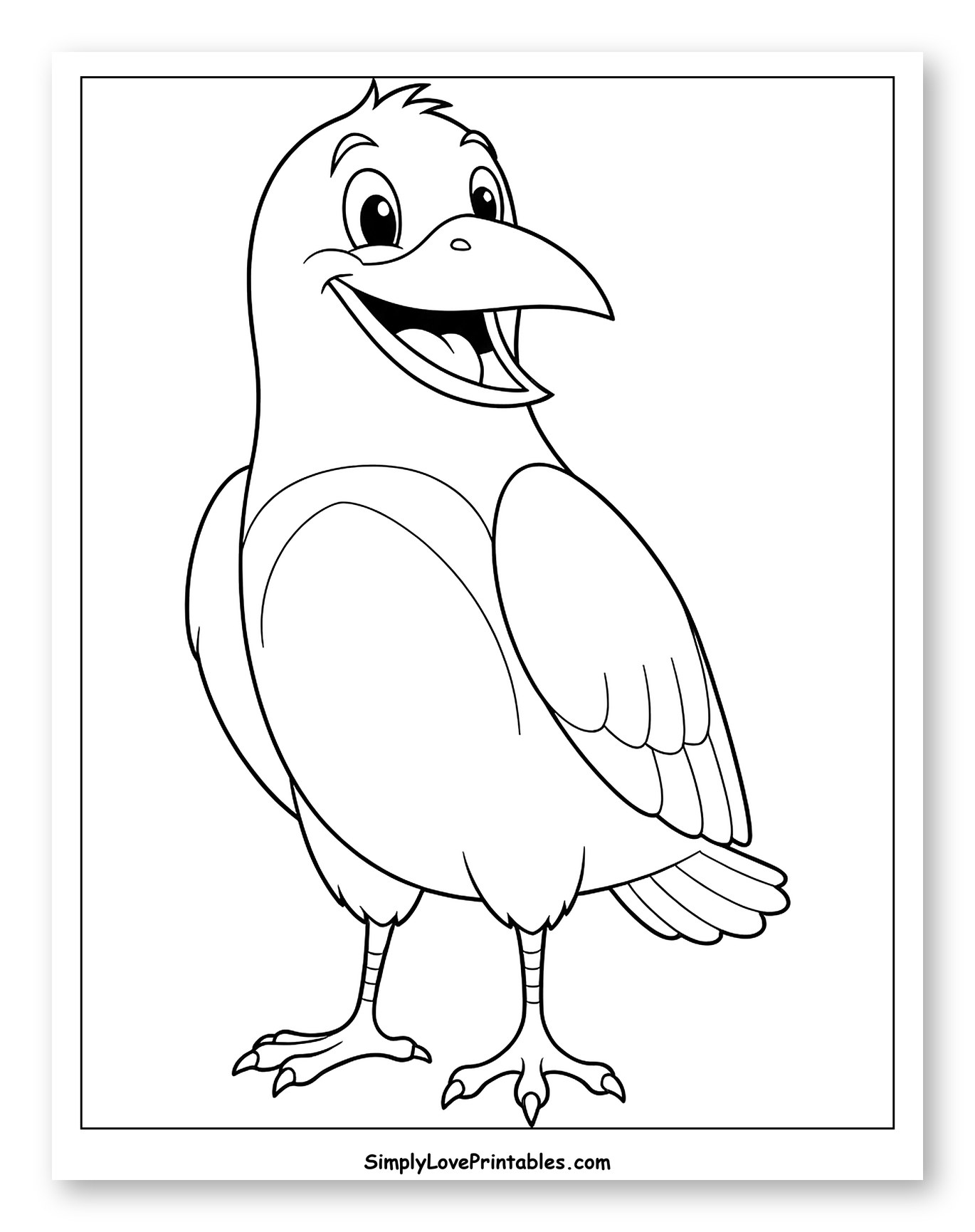 Cheerful Cartoon Crow Smiling