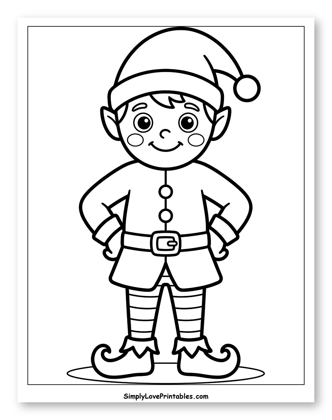 Cheerful Christmas Elf in Striped Stockings