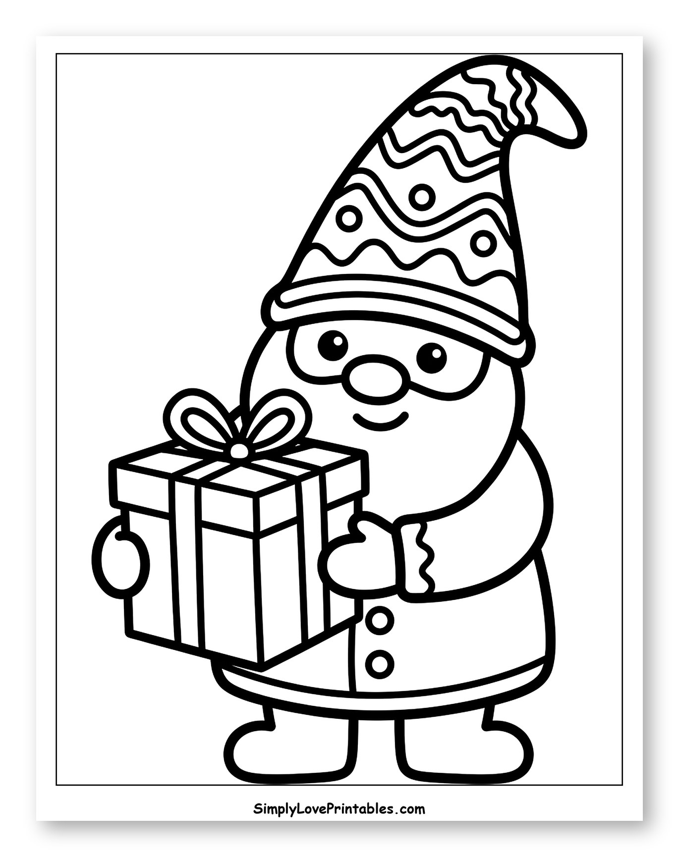 Cheerful Christmas Gnome Holding a Gift Box