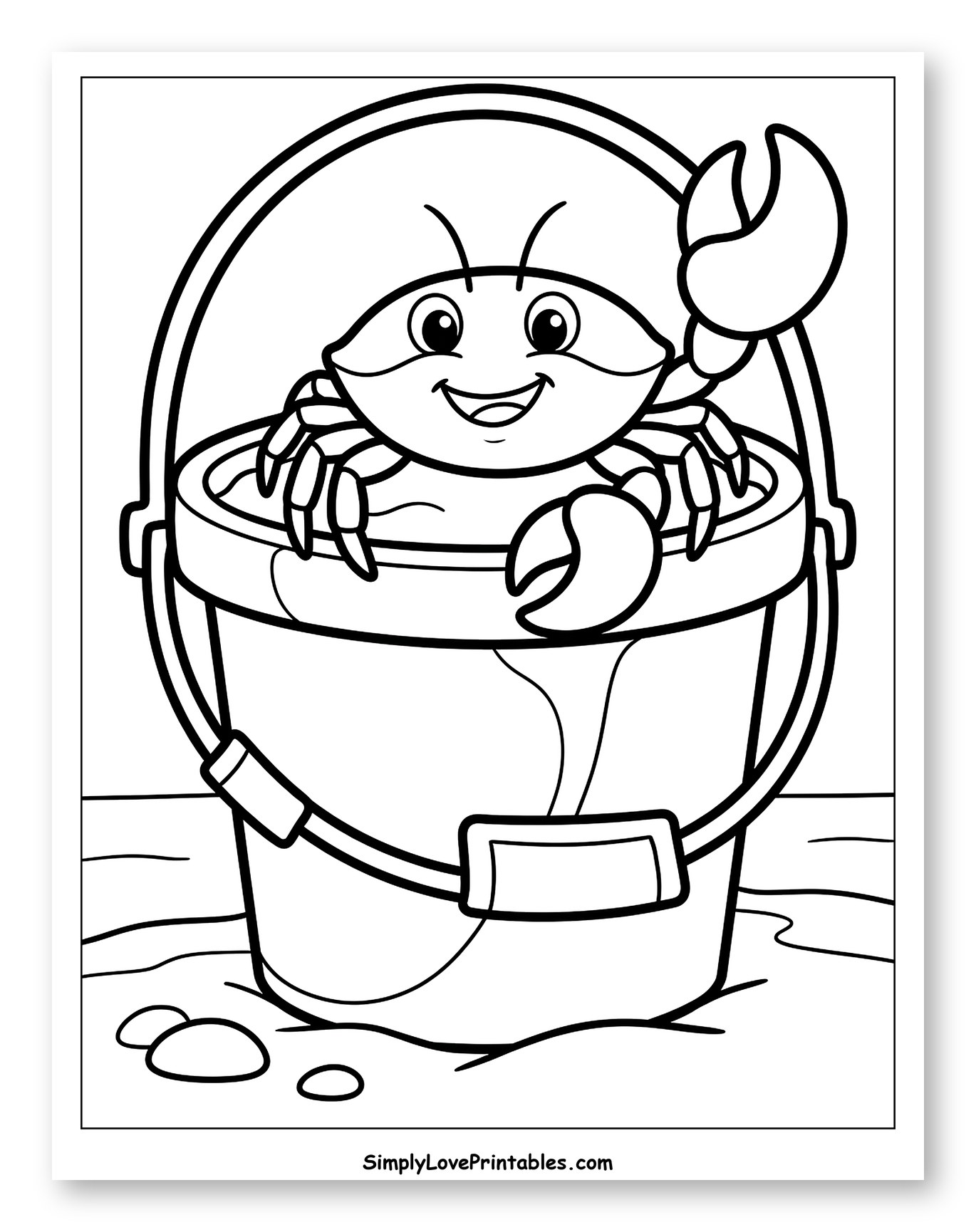 Cheerful Crab Emerging from Beach Bucket
