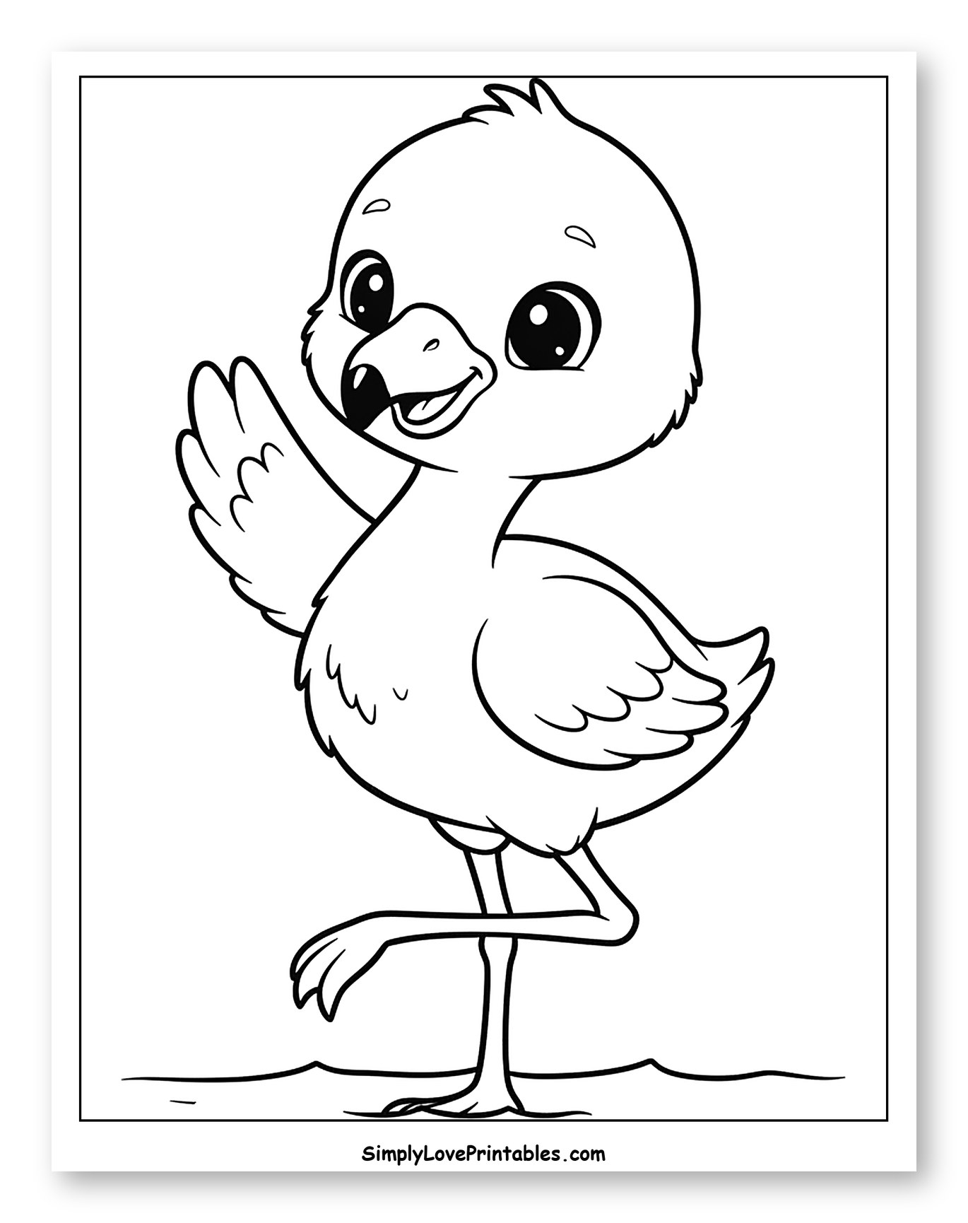 Cheerful Flamingo Chick Waving