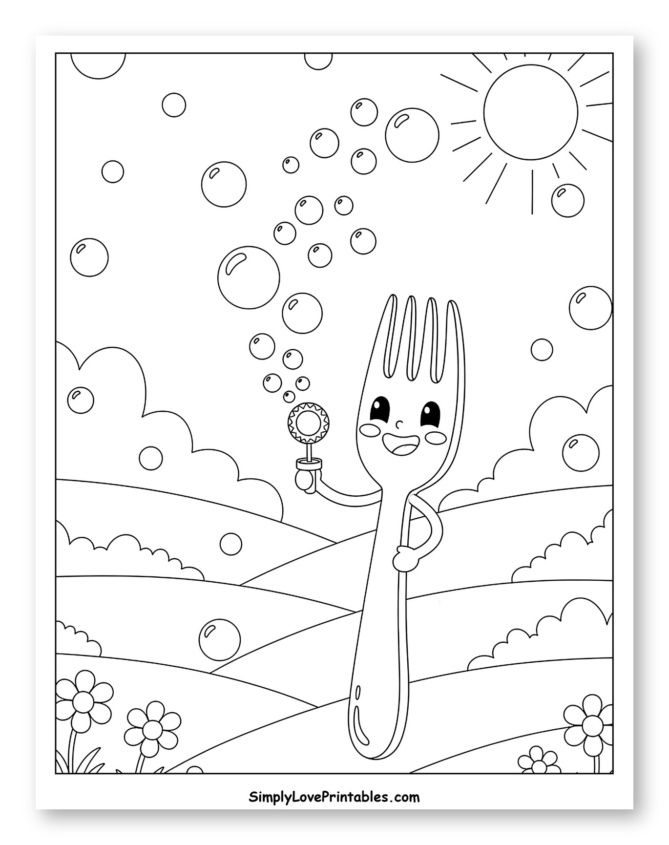 Cheerful Fork Making Bubbles on a Sunny Day