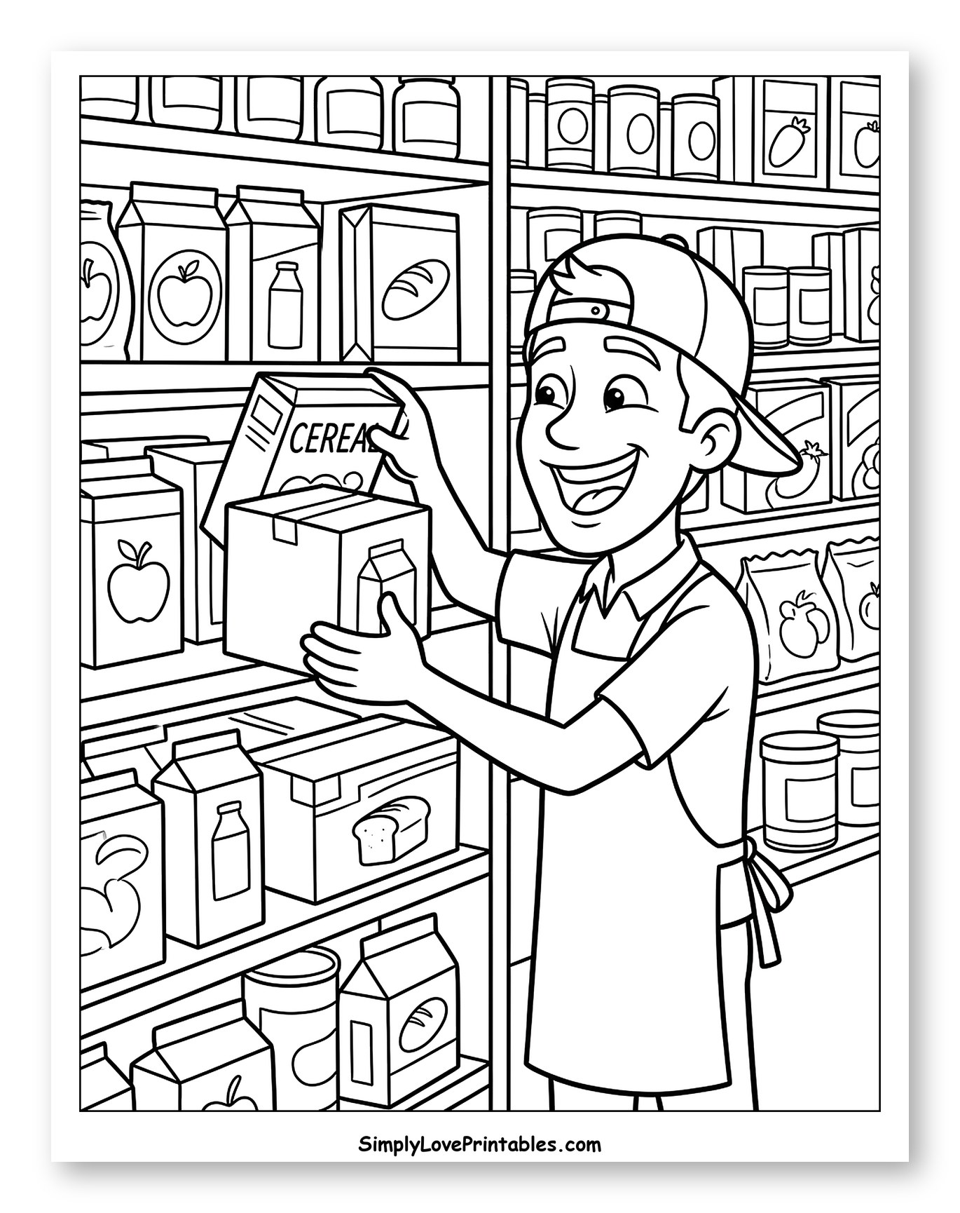 Cheerful Grocery Store Worker Stocking Shelves