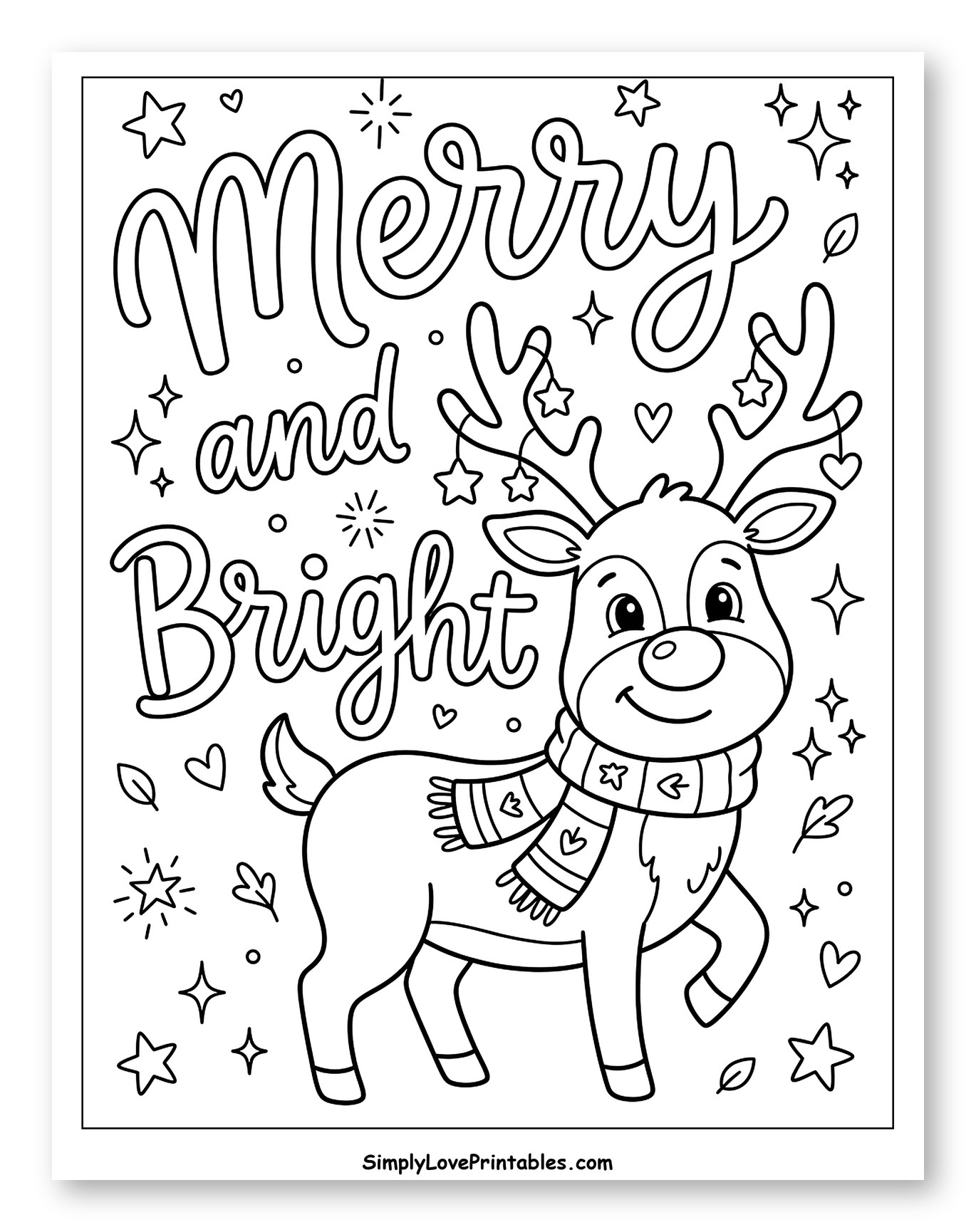 Cheerful Holiday Reindeer with Merry and Bright Text