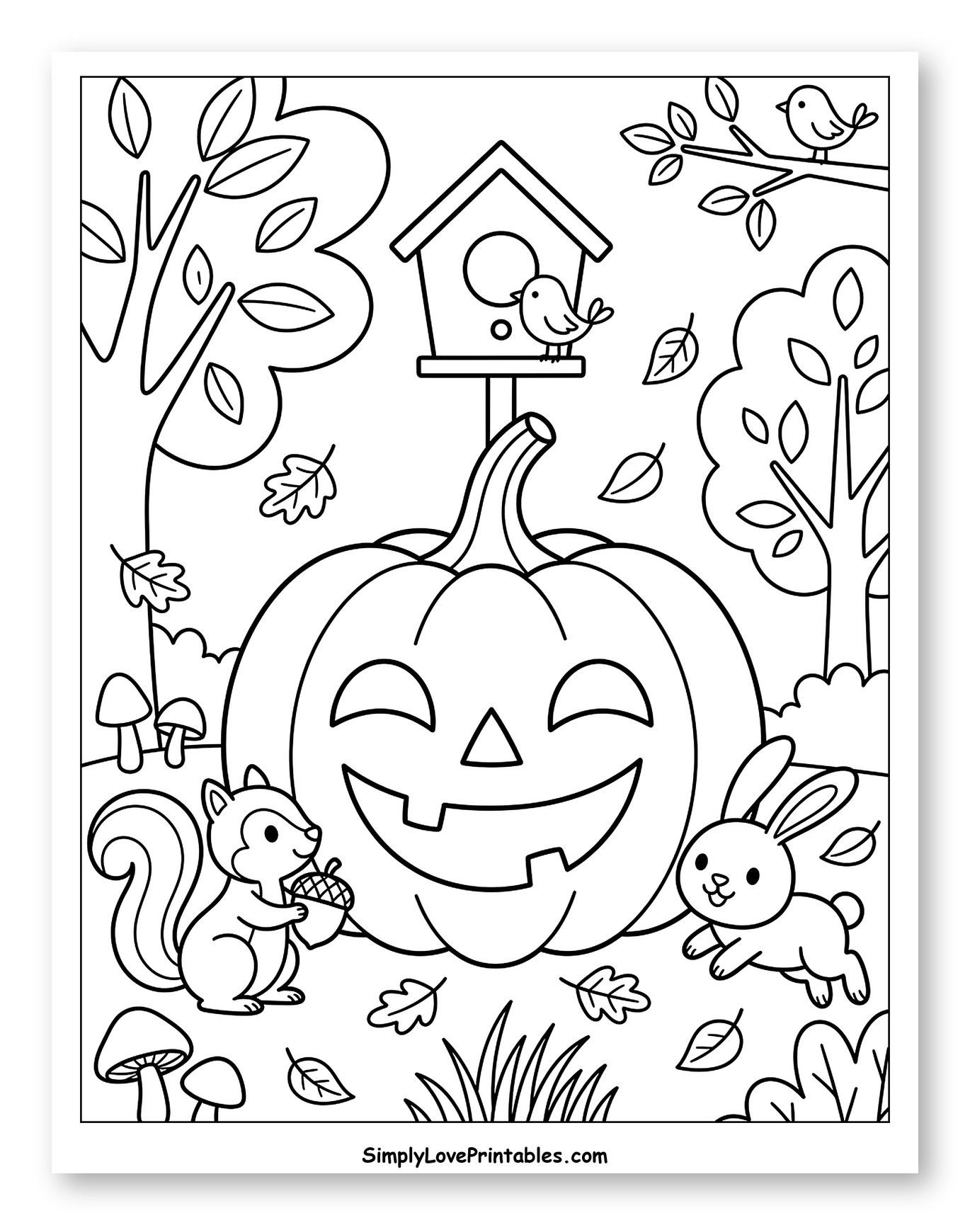 Cheerful Jack-o'-lantern in an Autumn Forest