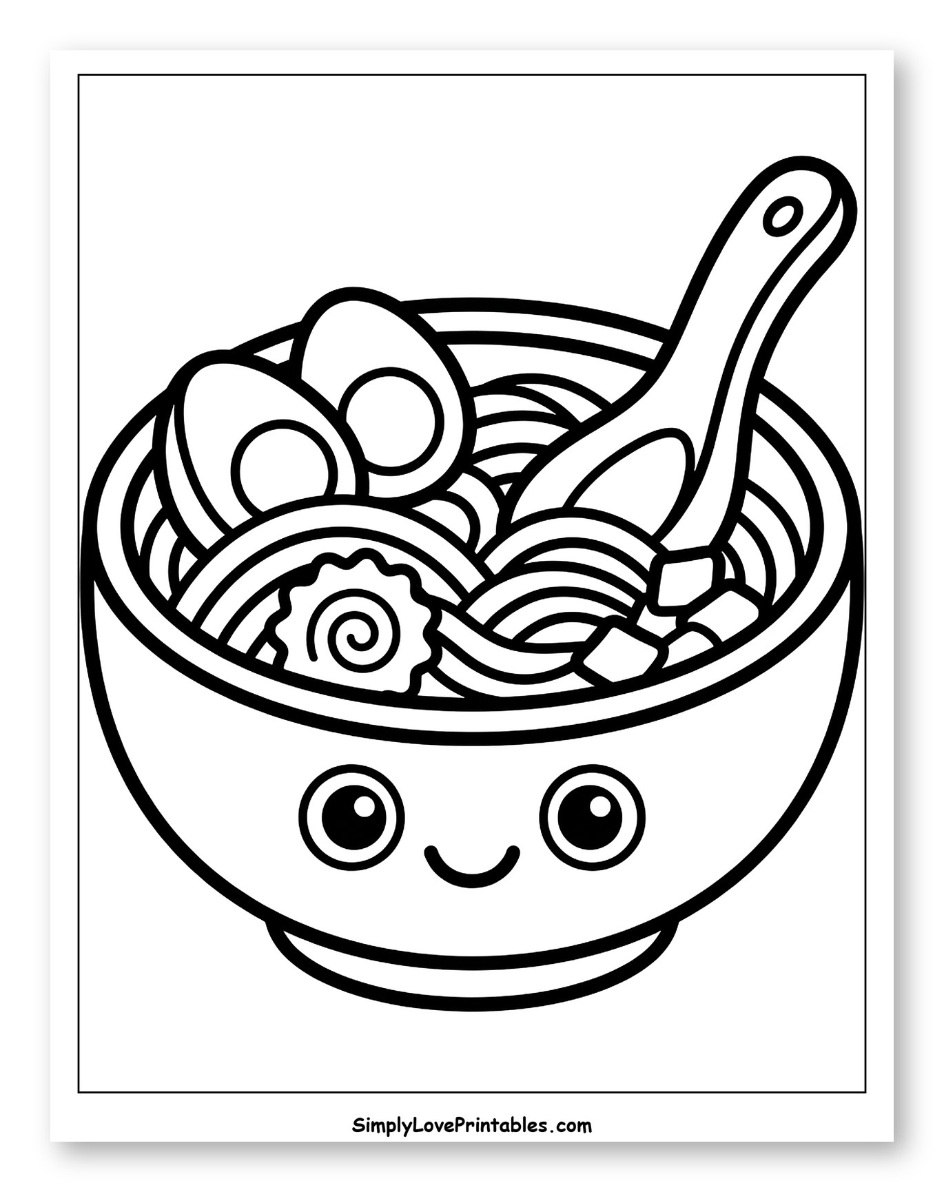 Cheerful Ramen Bowl with Eggs and Narutomaki