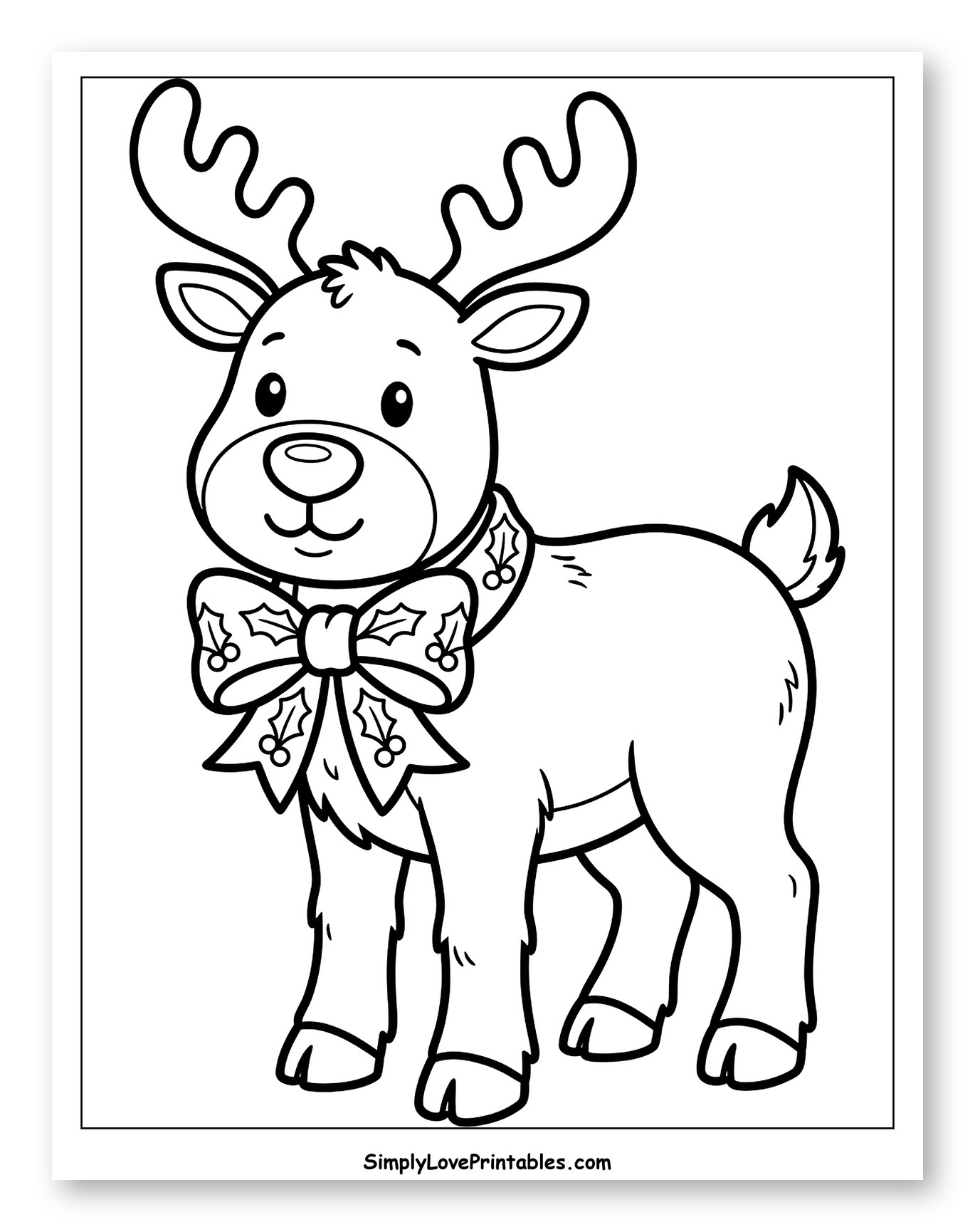 Cheerful Reindeer Wearing a Christmas Bow