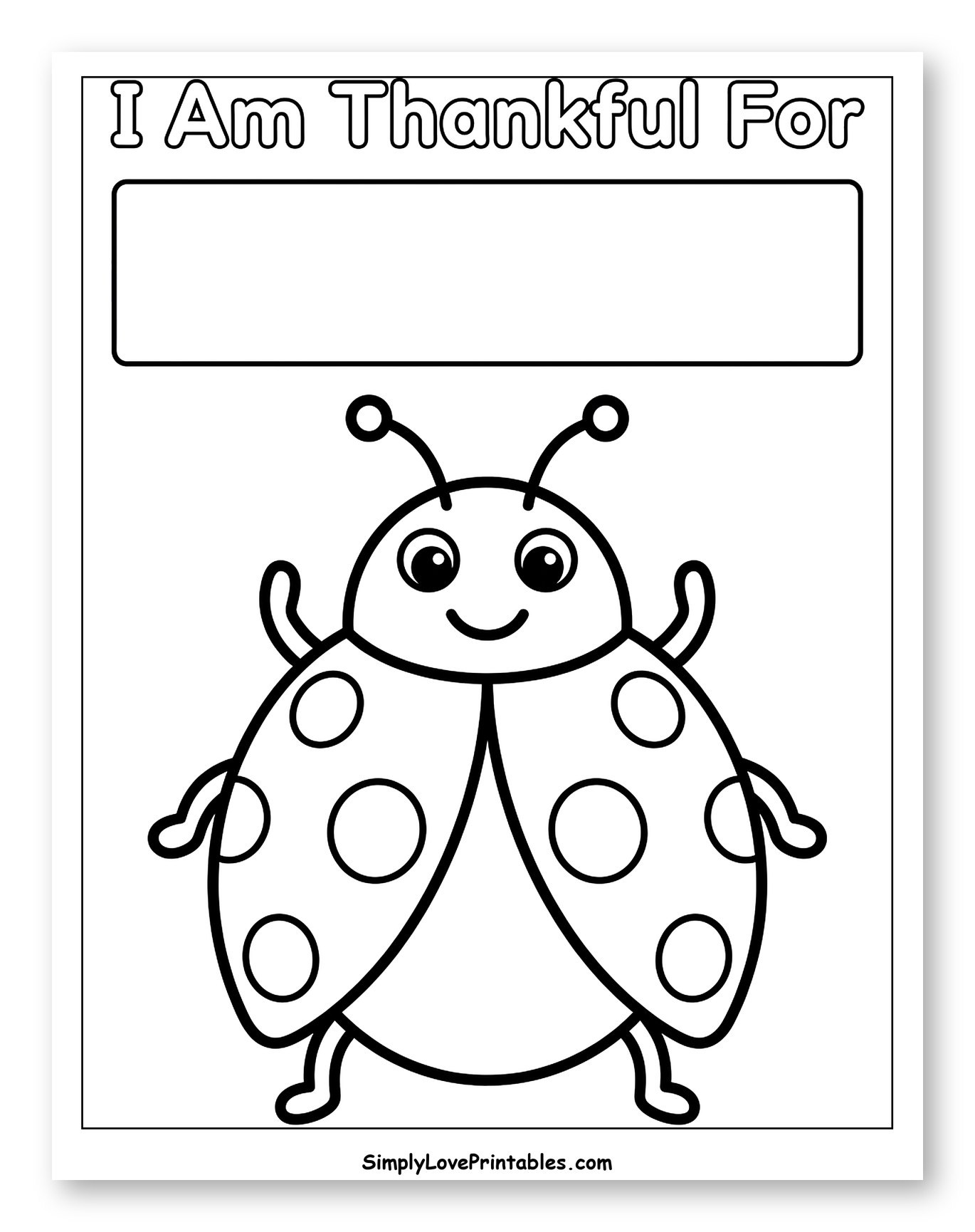 Cheerful Thankful Ladybug with Writing Box