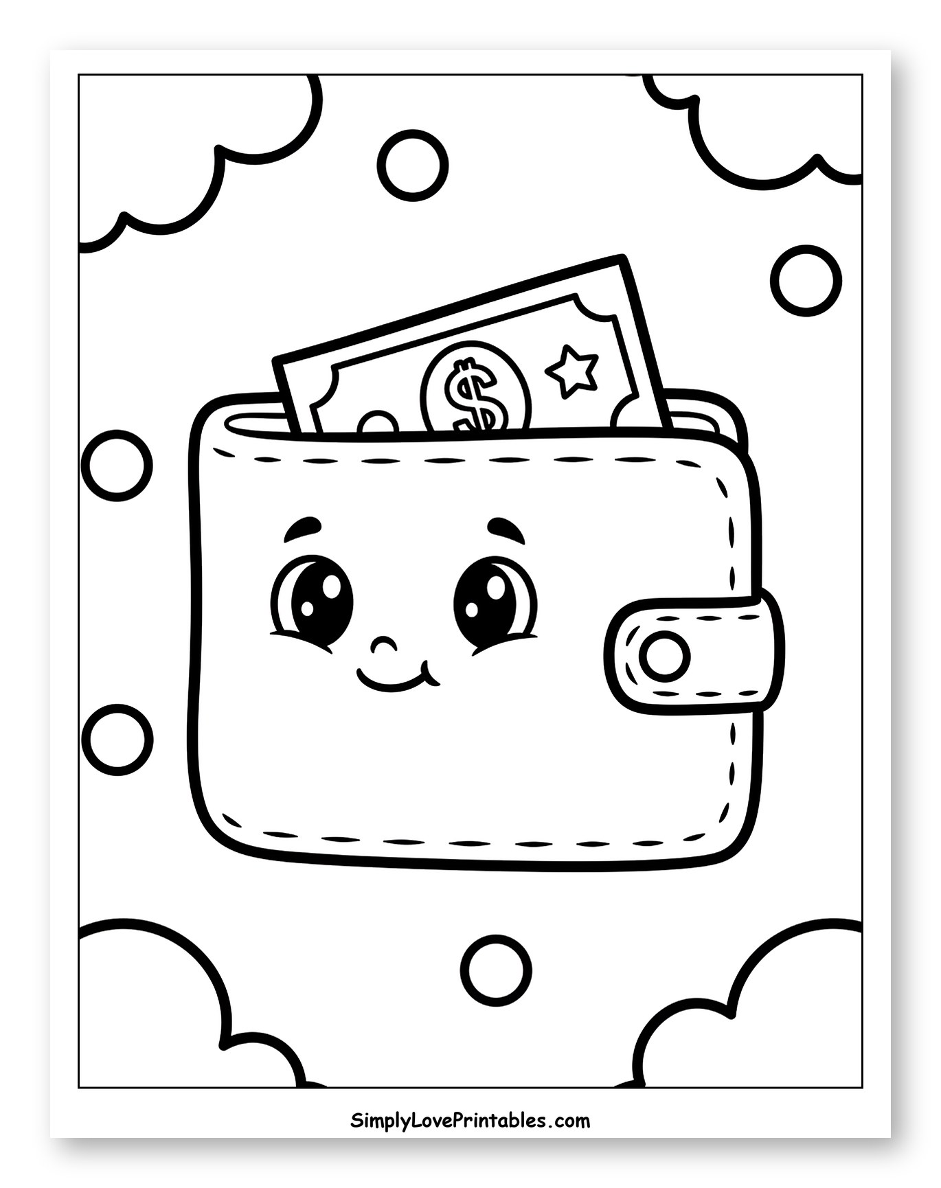 Cheerful Wallet with Money Peeking Out