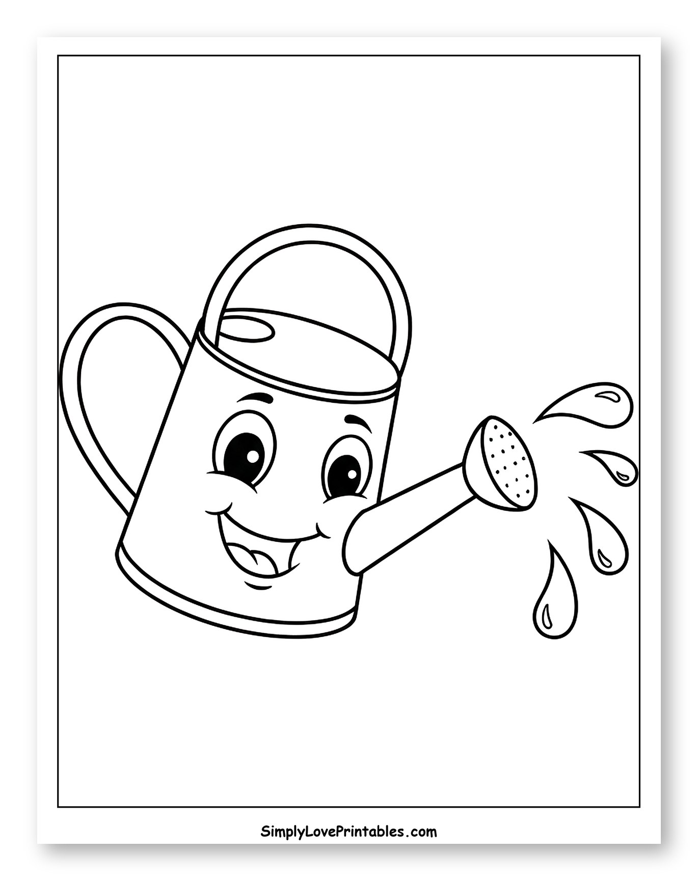 Cheerful Watering Can Sprinkling Water to Color for Toddlers