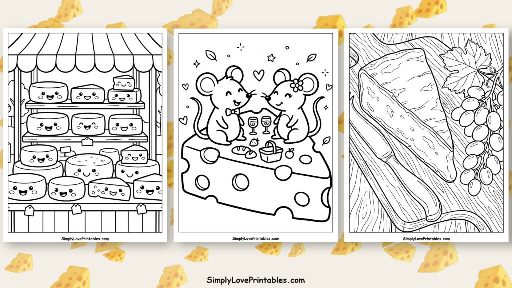 Cheese coloring pages featured image