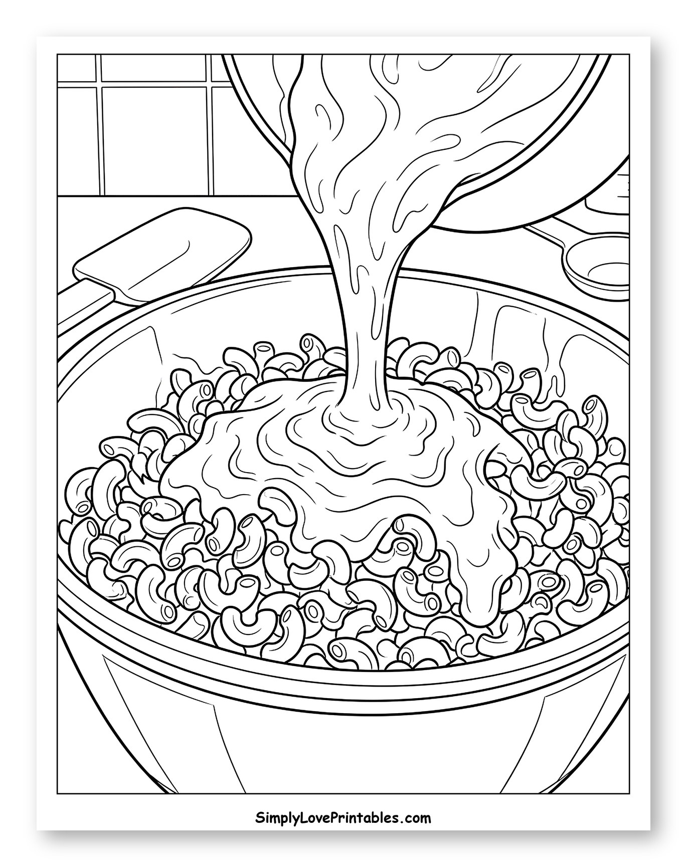 Cheese Sauce Poured Over Macaroni Pasta to Color