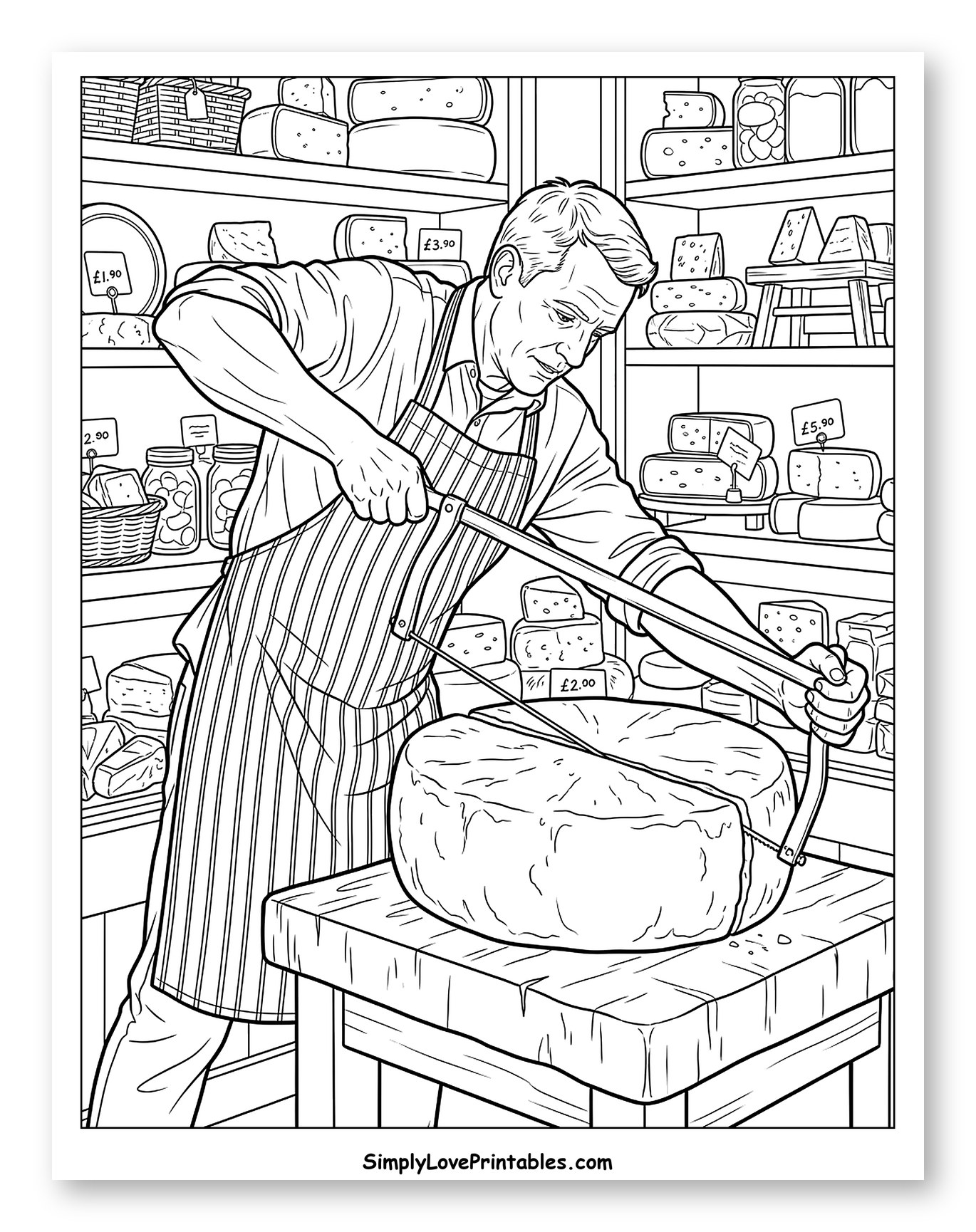 Cheesemonger Slicing a Big Cheese