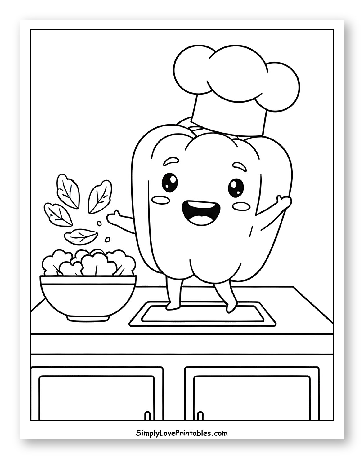Chef Bell Pepper Making a Salad