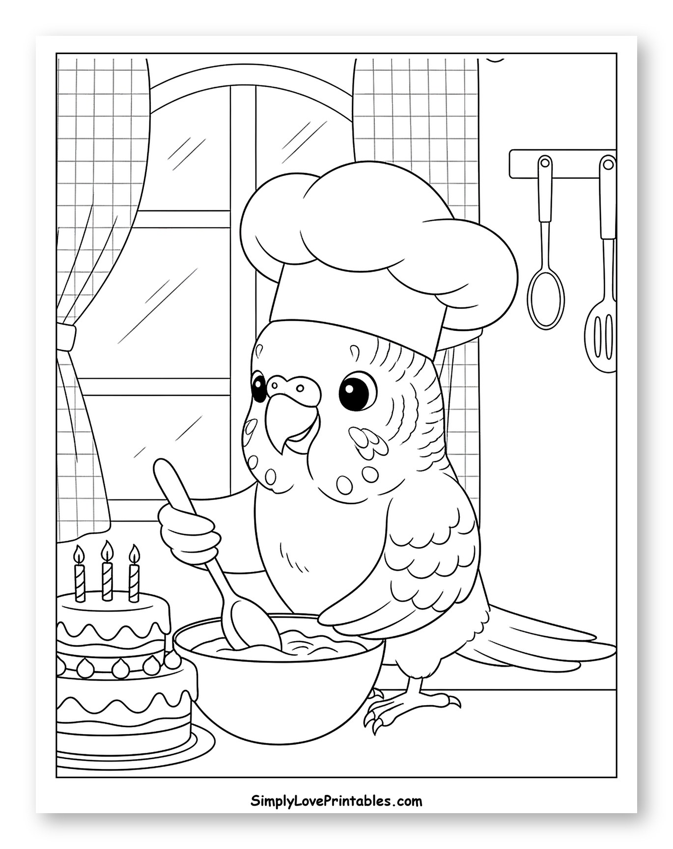Chef Parakeet Preparing Birthday Cake
