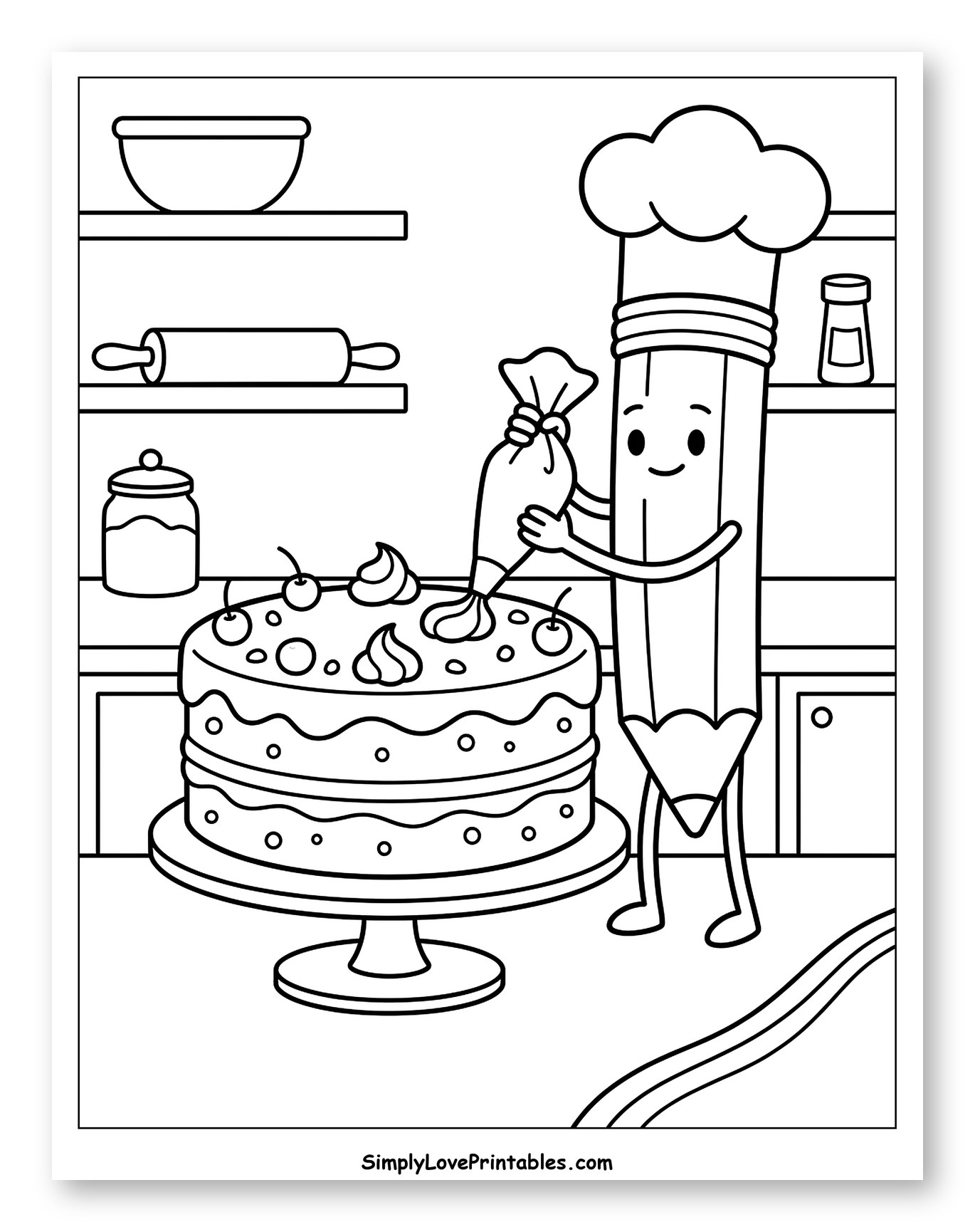 Chef Pencil Decorating a Fancy Cake