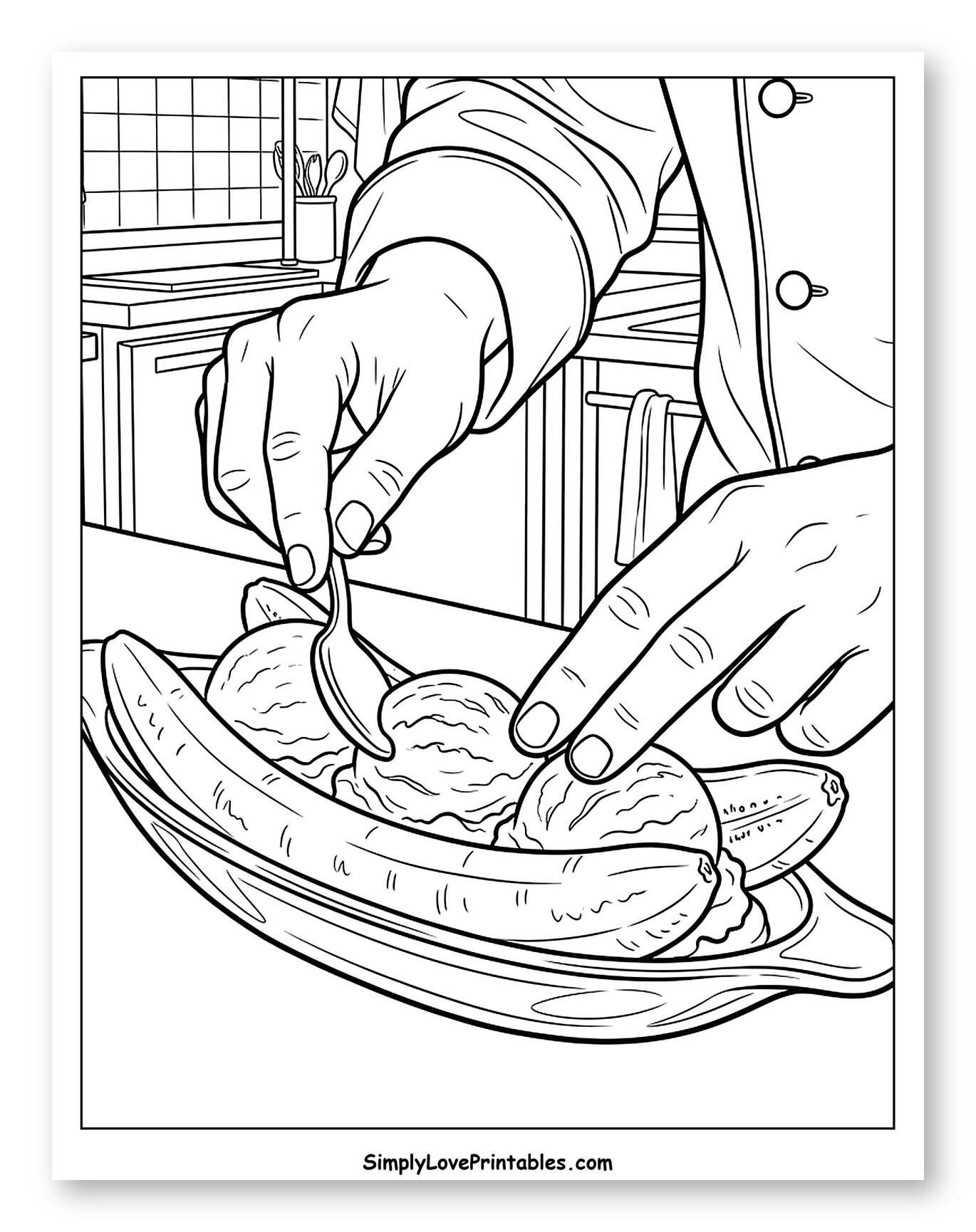 Chef Preparing a Banana Split Dessert