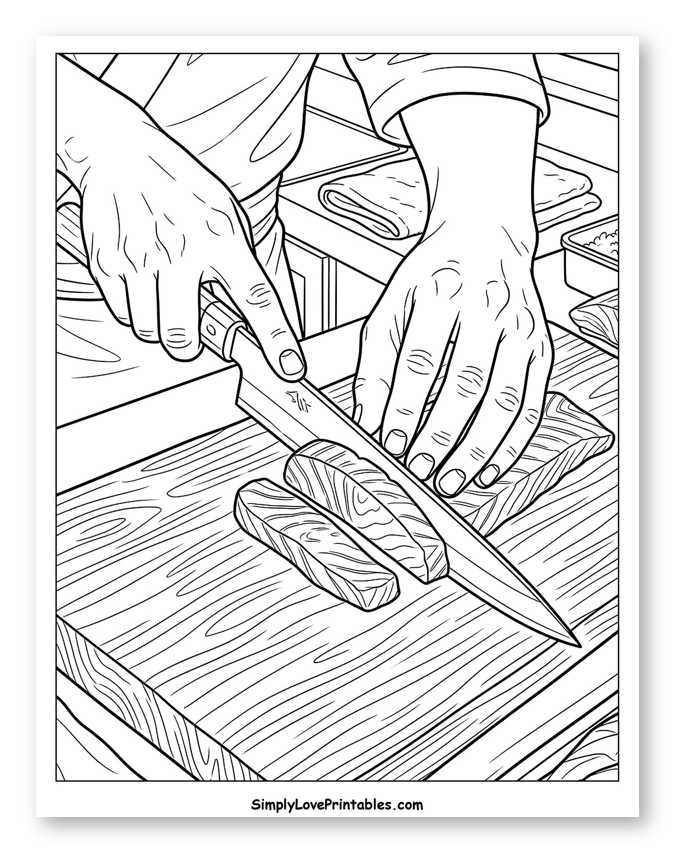 Chef Slicing Fresh Fish for Sushi