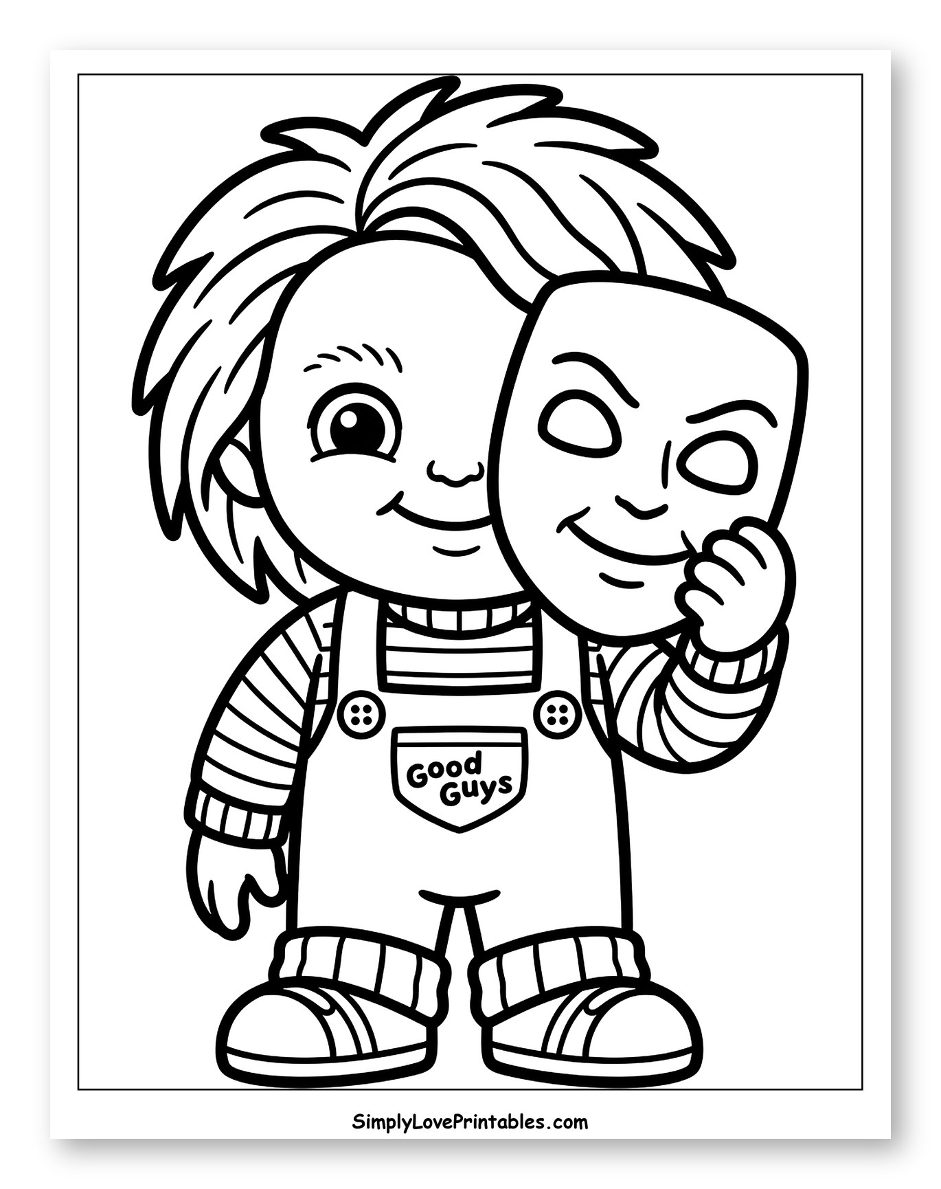 Chibi Chucky Doll Holding a Scary Mask