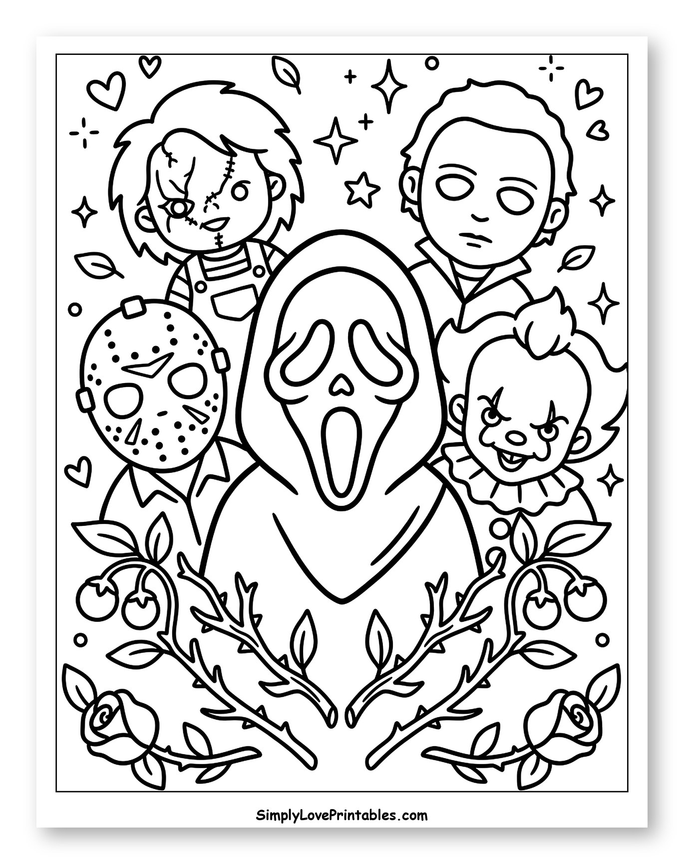 Chibi Horror Movie Characters Gathering