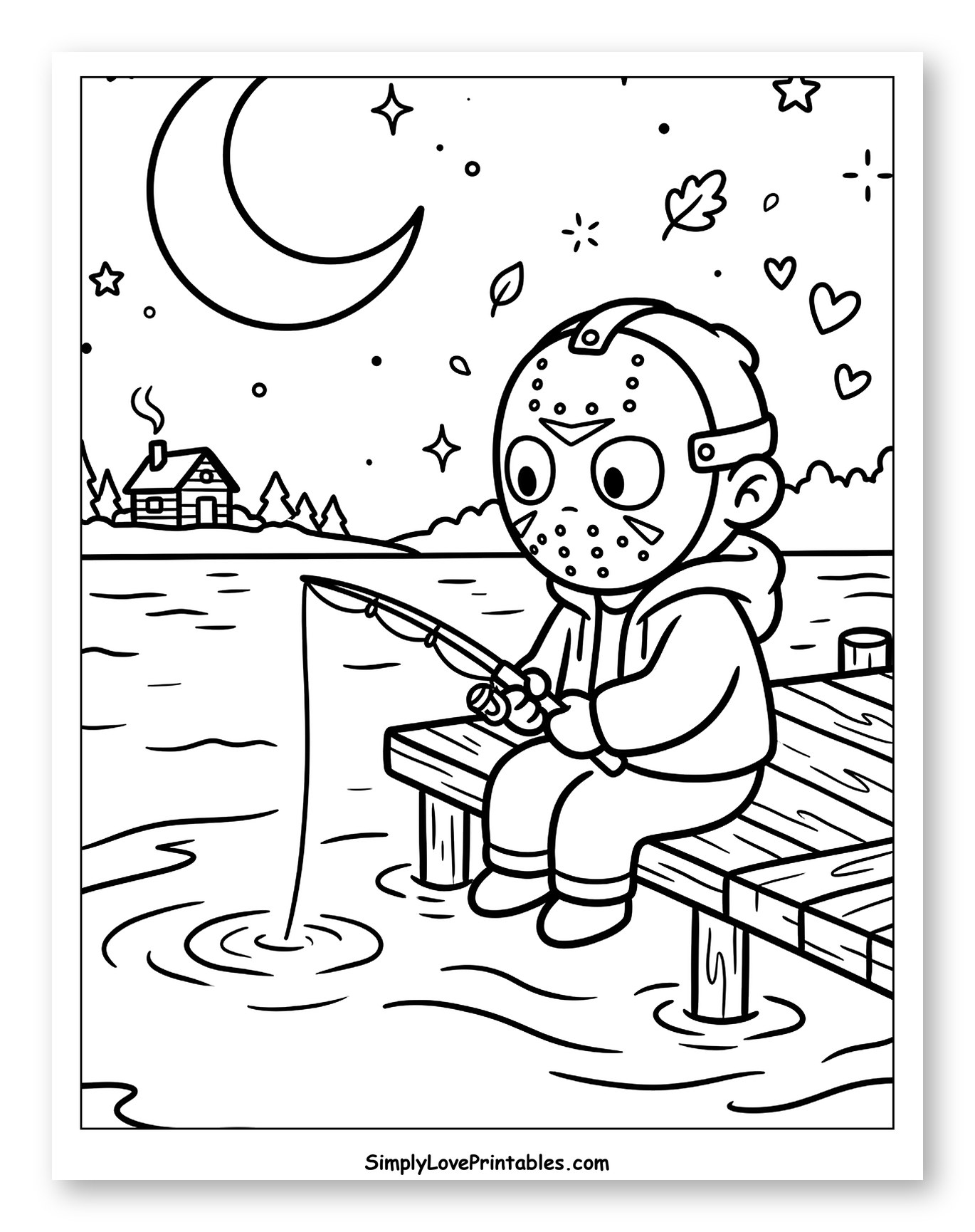 Chibi Jason Voorhees Fishing by Moonlight