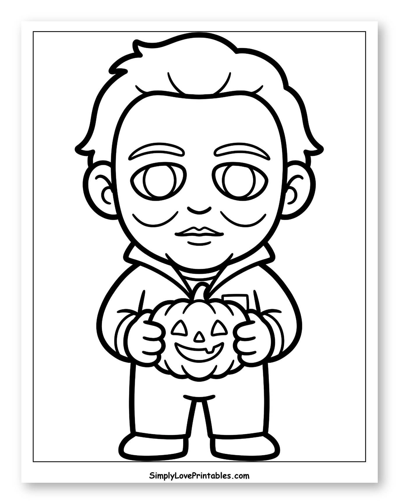 Chibi Michael Myers Holding Jack-O'-Lantern
