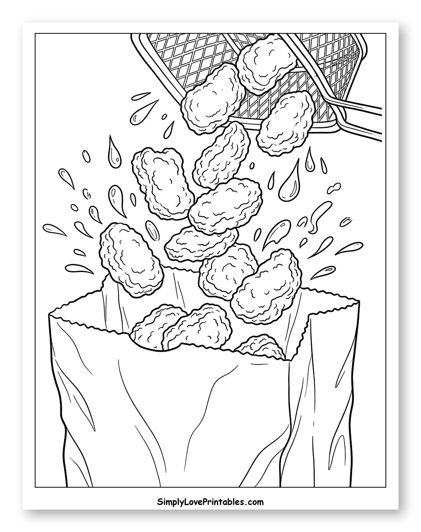Chicken Nuggets Falling into a Paper Bag