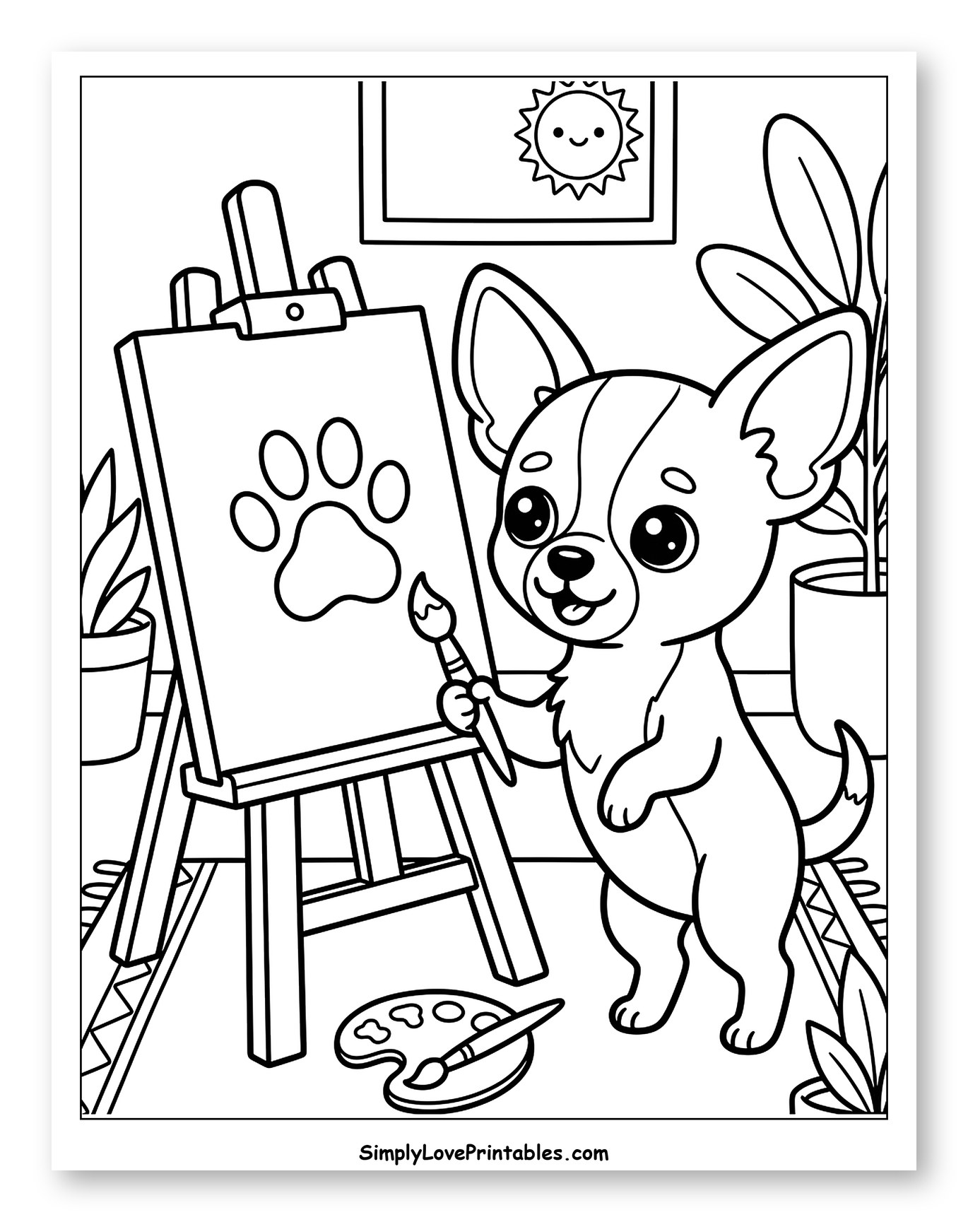 Chihuahua Painting a Paw Print Artwork